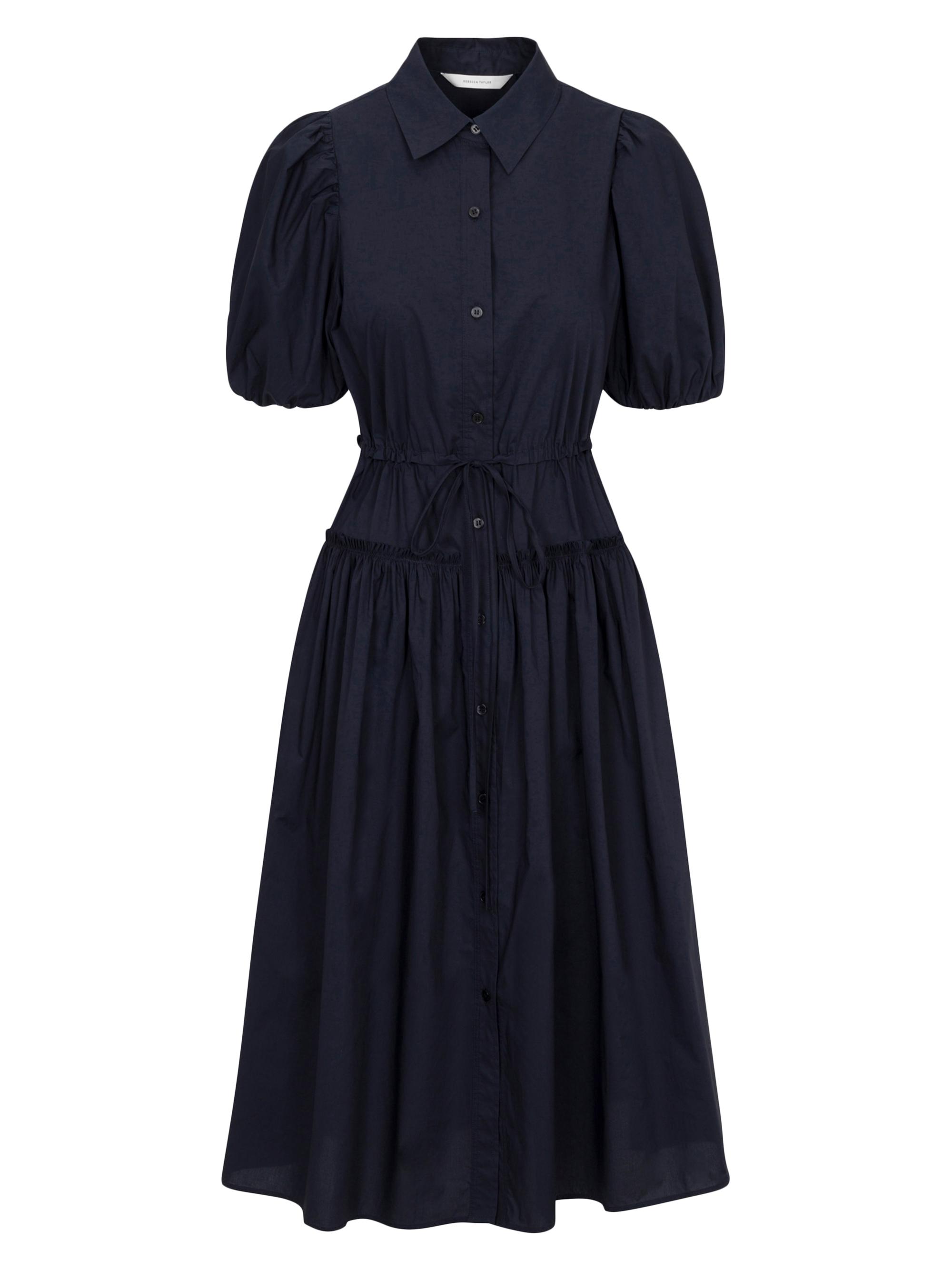 Rebecca Taylor Women's Cotton-Blend Button-Front Midi-Shirtdress - Dark Navy