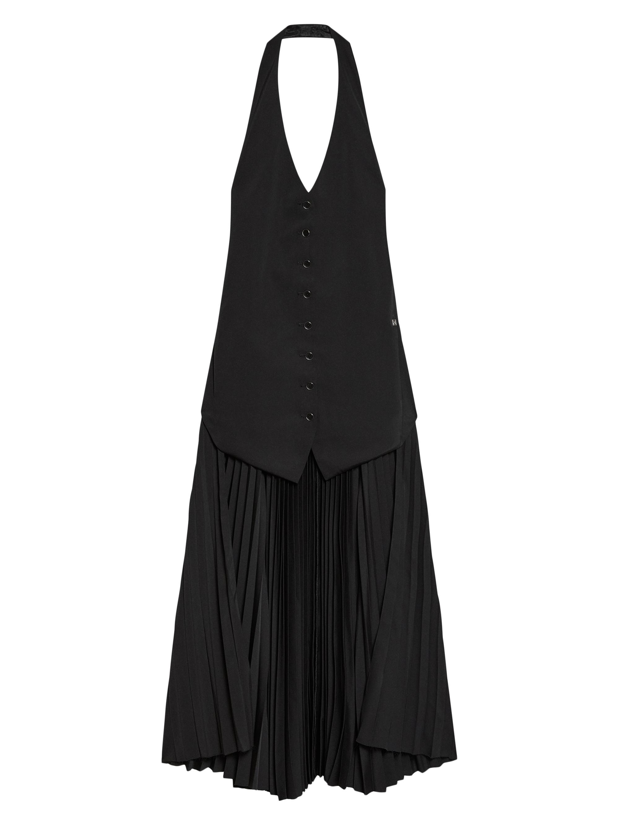 Helmut Lang Women's Halter Vest-Style Pleated Hem Minidress - Black