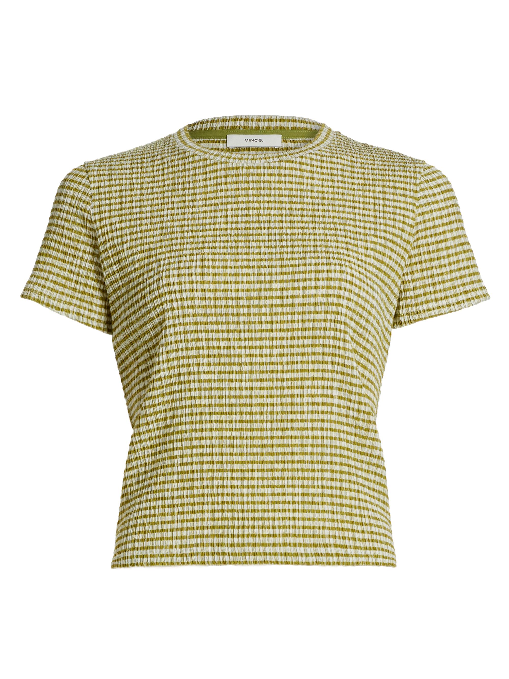 Vince Women's Gingham Textured Crewneck T-Shirt - Herbaria Combo