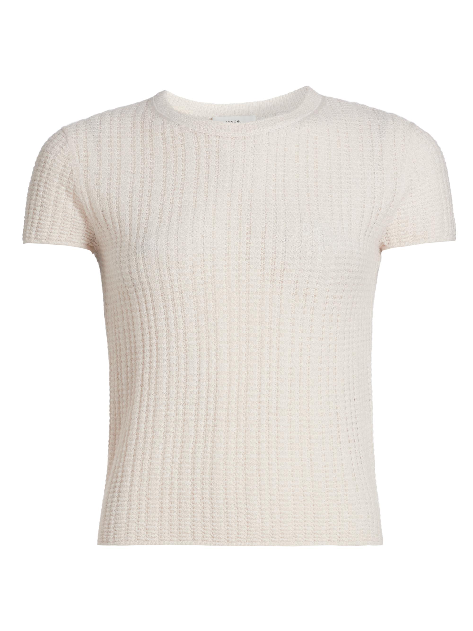 Vince Women's Waffle Knit Short-Sleeve Sweater - White Sand