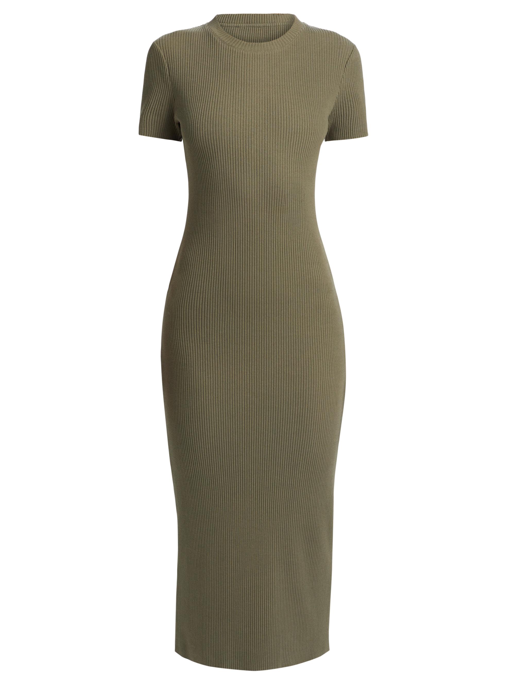 Vince Women's Rib-Knit Crewneck Midi-Dress - Moss Smoke