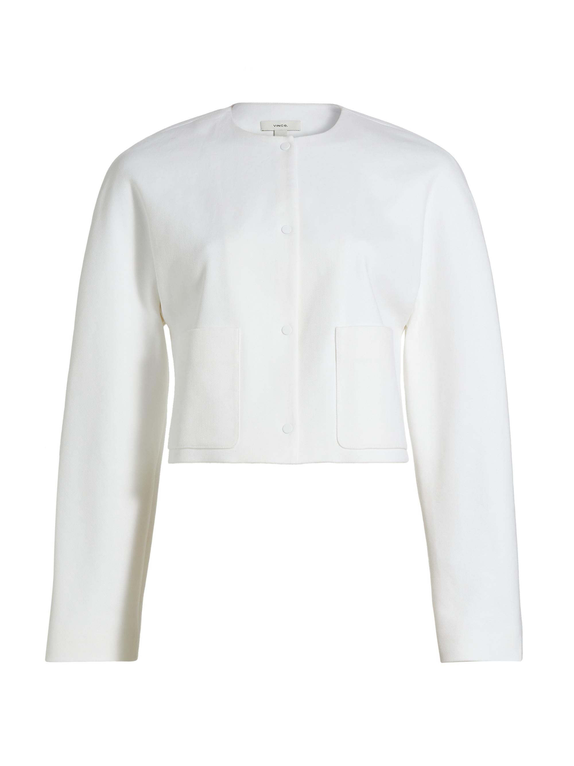 Vince Women's Stretch-Cotton Collarless Jacket - Optic White