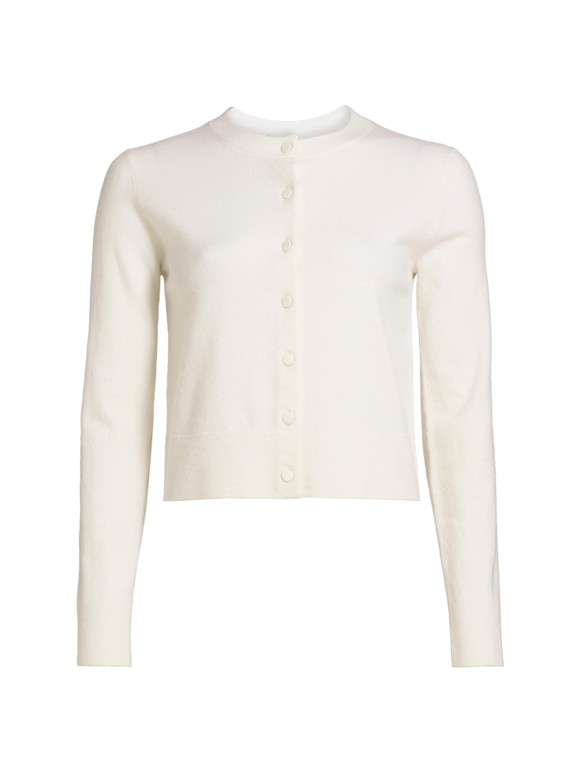 Vince Women's Half Moon Wool & Cashmere Blend Cardigan - Off White Optic White
