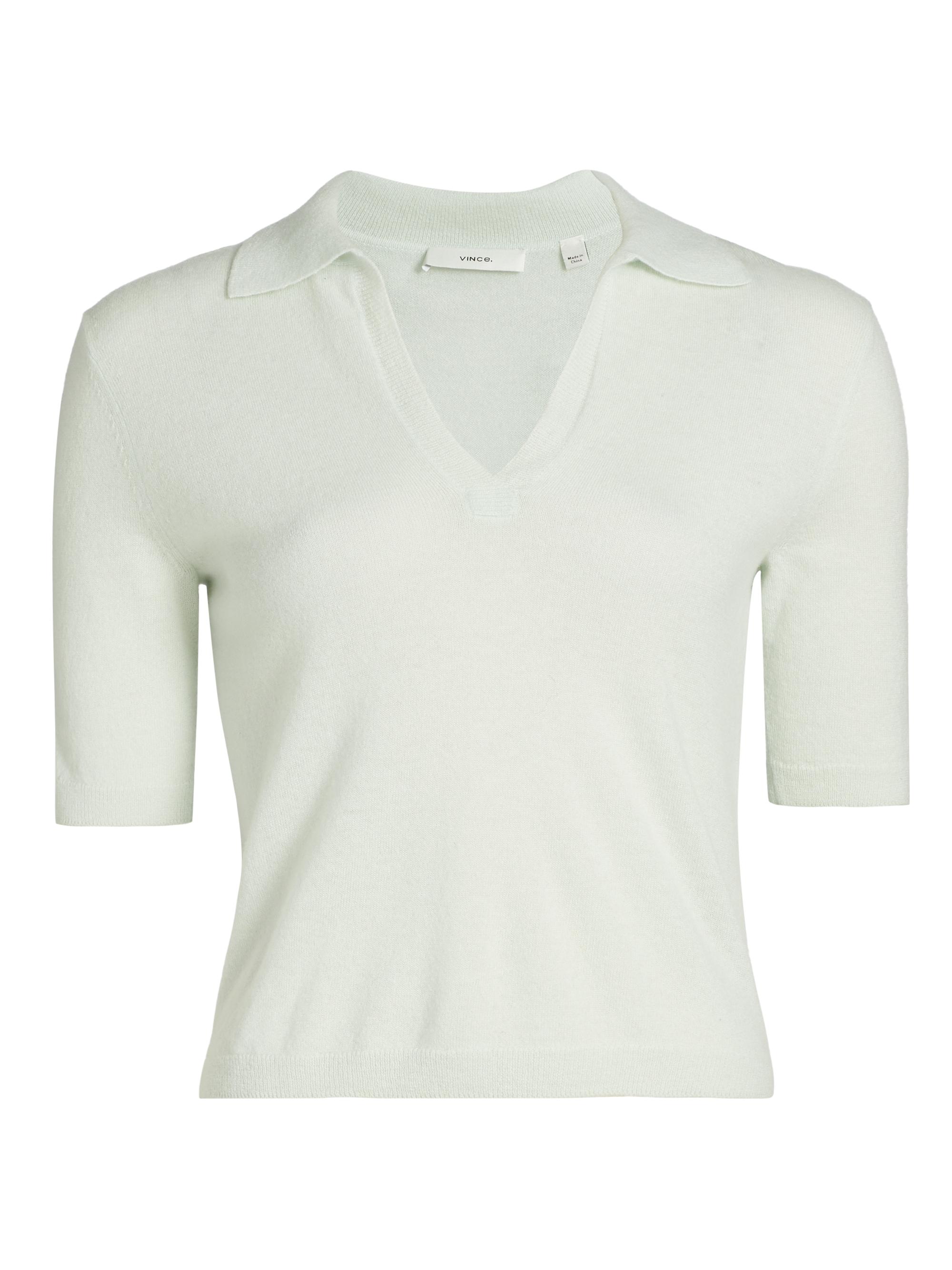 Vince Women's Cashmere-Silk Open Collar Polo Sweater - Aqua Dew