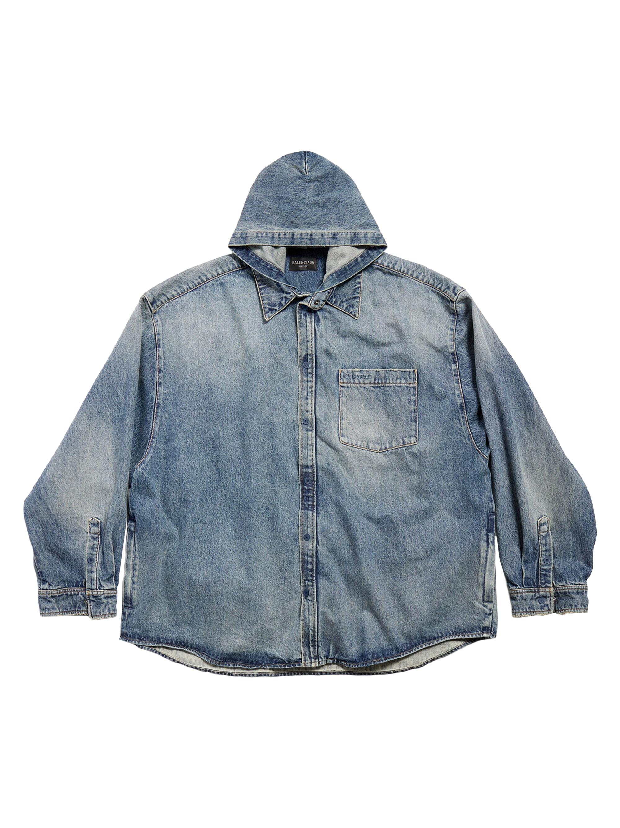 Balenciaga Men's Parka Shirt - Blue