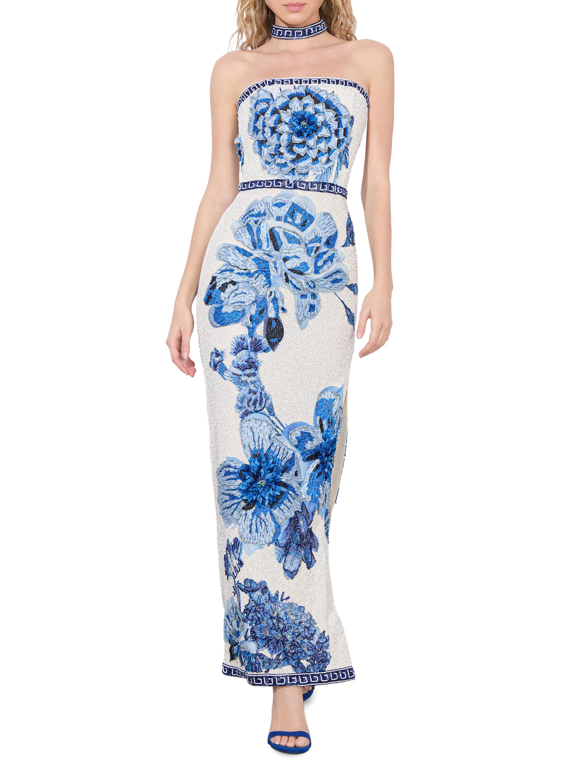 Alice + Olivia Georgie Stretch Floral High-Slit Gown | Saks Fifth