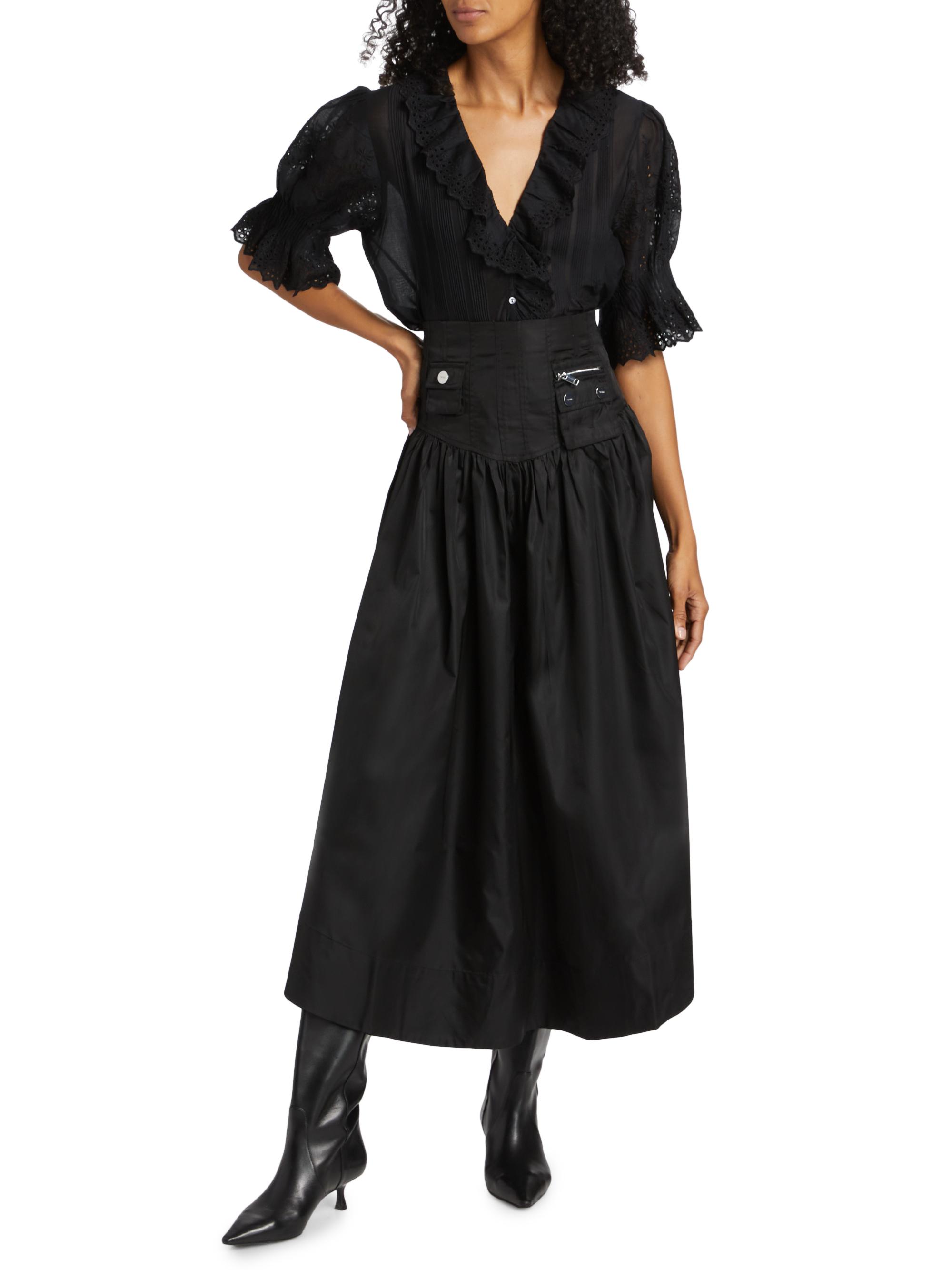 Ganni Duchesse Nylon Pocket Midi-Skirt | Saks Fifth Avenue