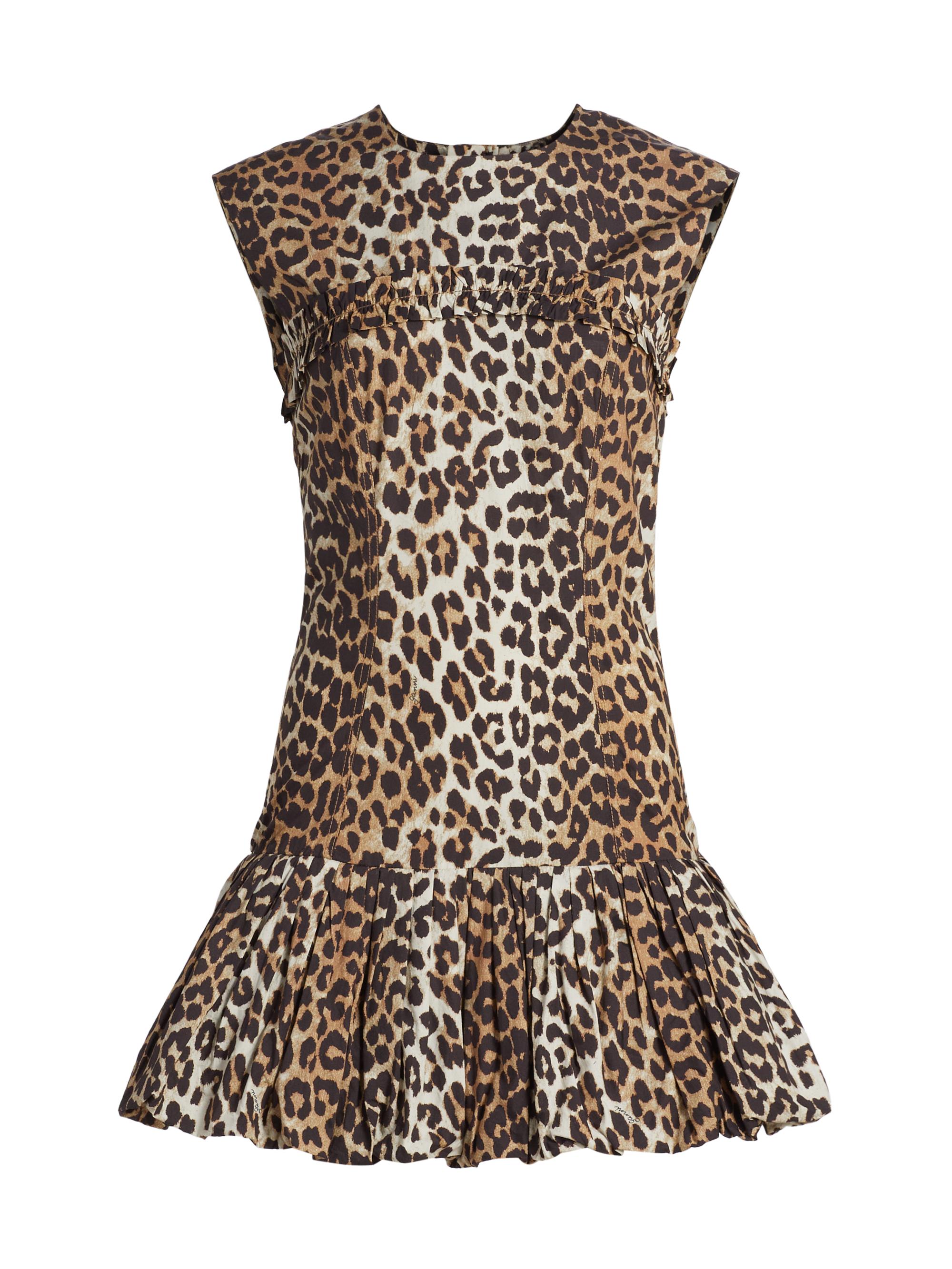 Ganni Leopard-Print Sleeveless Minidress | Saks Fifth Avenue