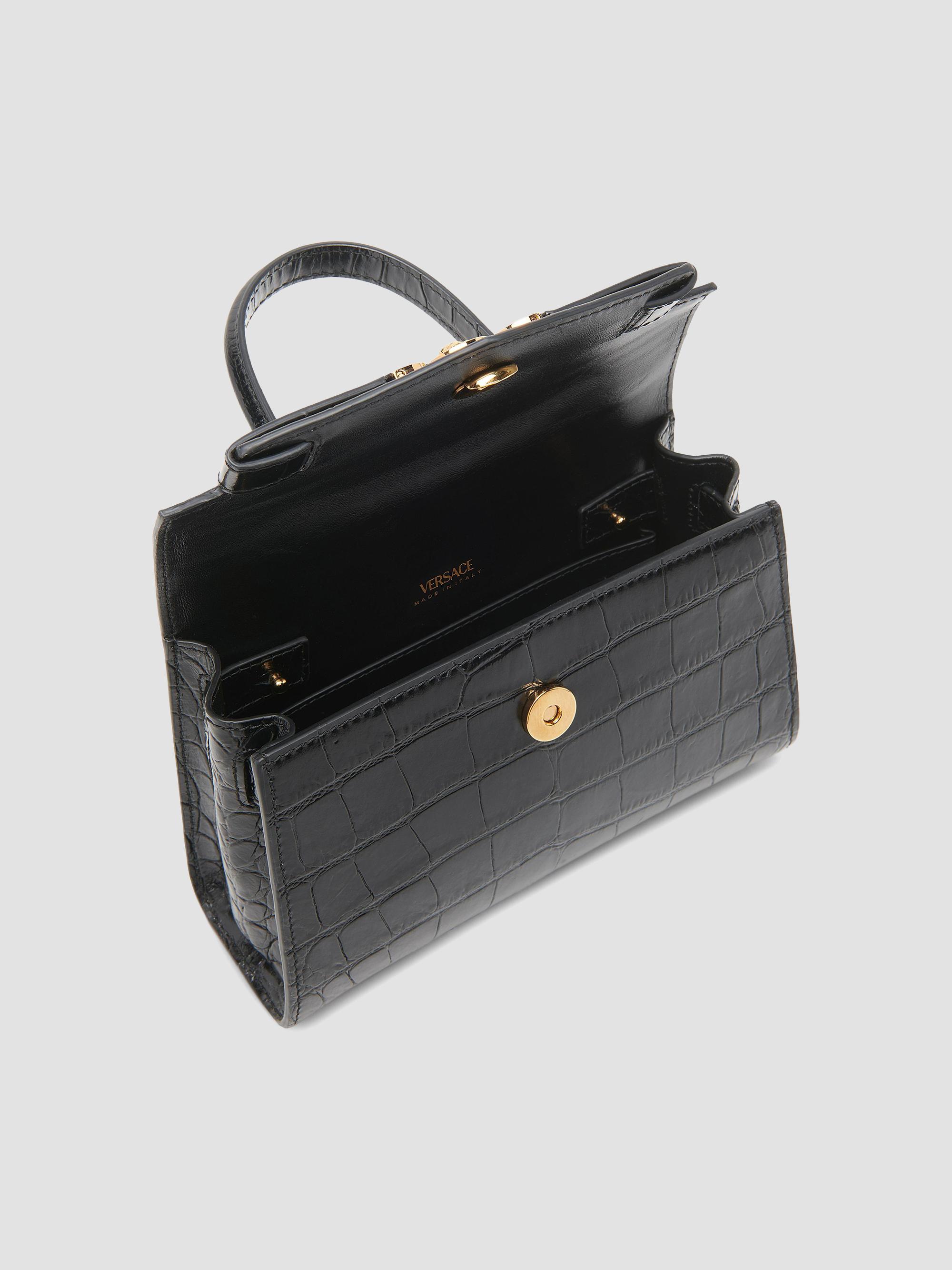 Versace Small Croc-Embossed Leather Top Handle Bag | Saks Fifth Avenue