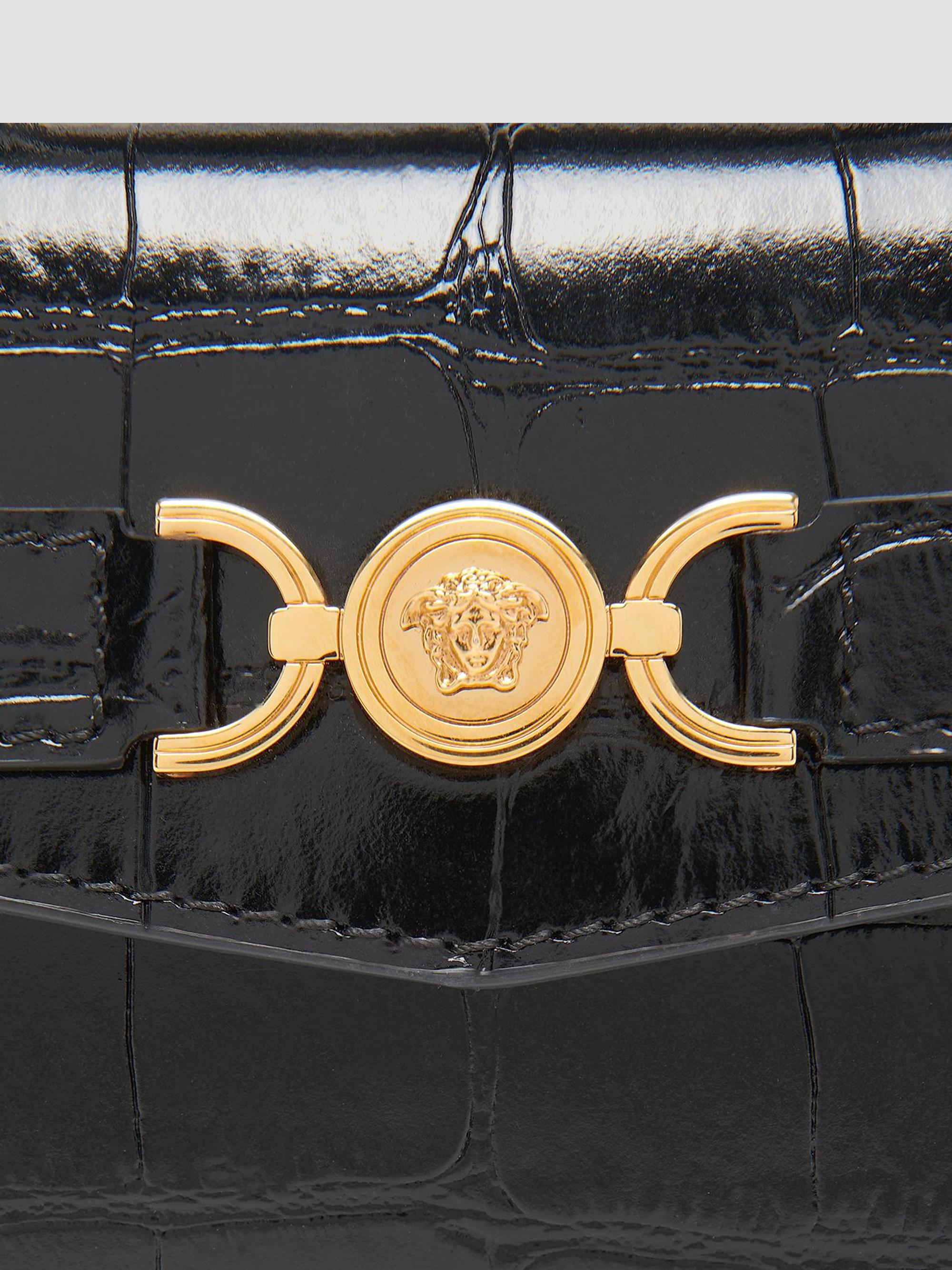 Versace Small Croc-Embossed Leather Top Handle Bag | Saks Fifth Avenue