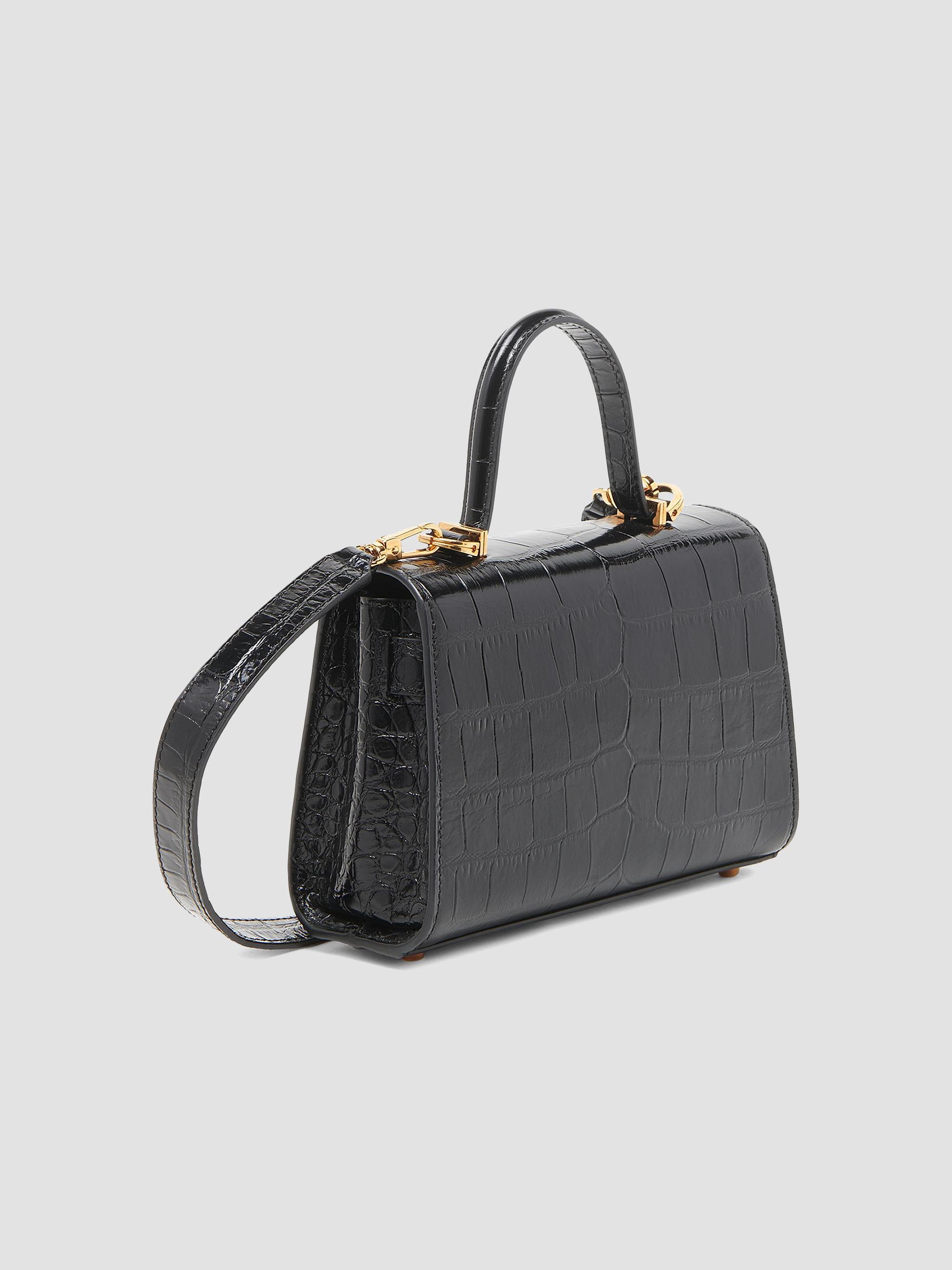Versace Small Croc-Embossed Leather Top Handle Bag | Saks Fifth Avenue