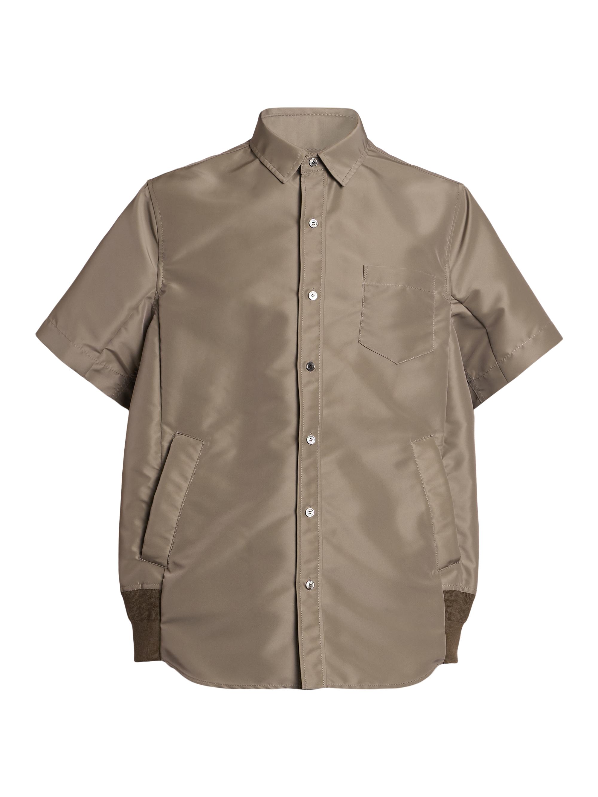 Sacai Men's Nylon Twill Shirt - Taupe