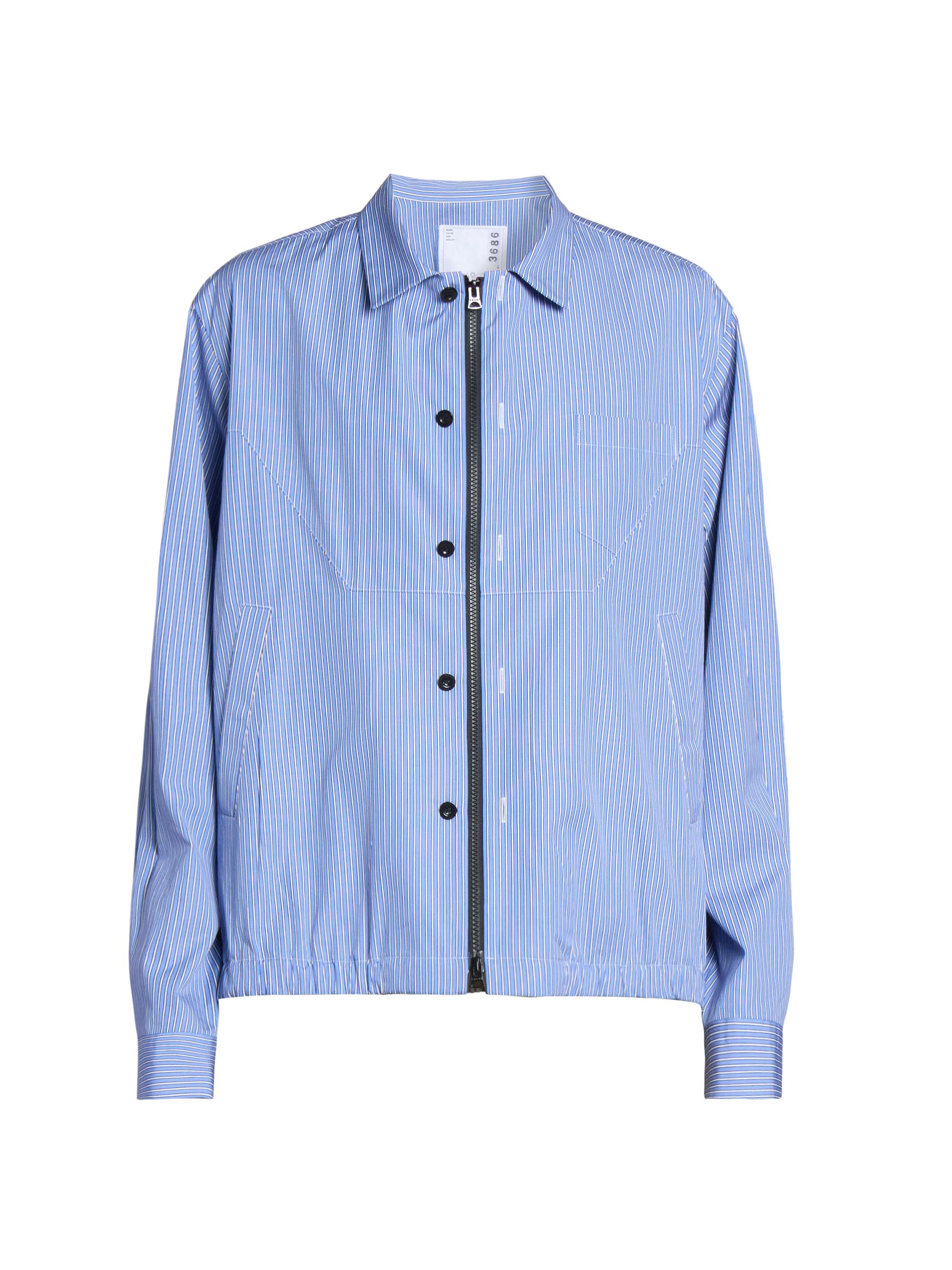 Sacai Men's Cotton Poplin Jacket - Blue Stripe