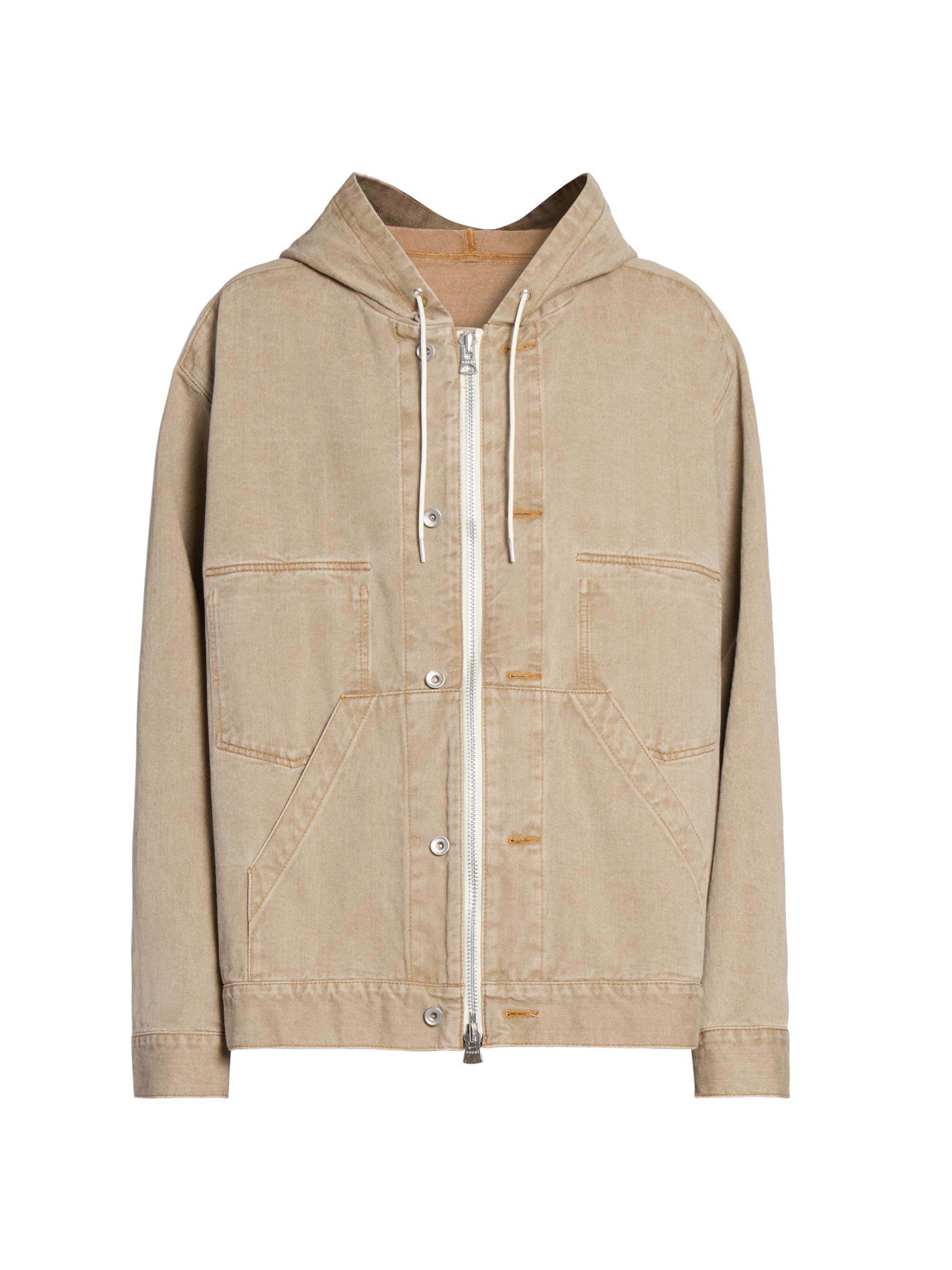 Sacai Men's Denim Hooded Zip-Front Jacket - Beige