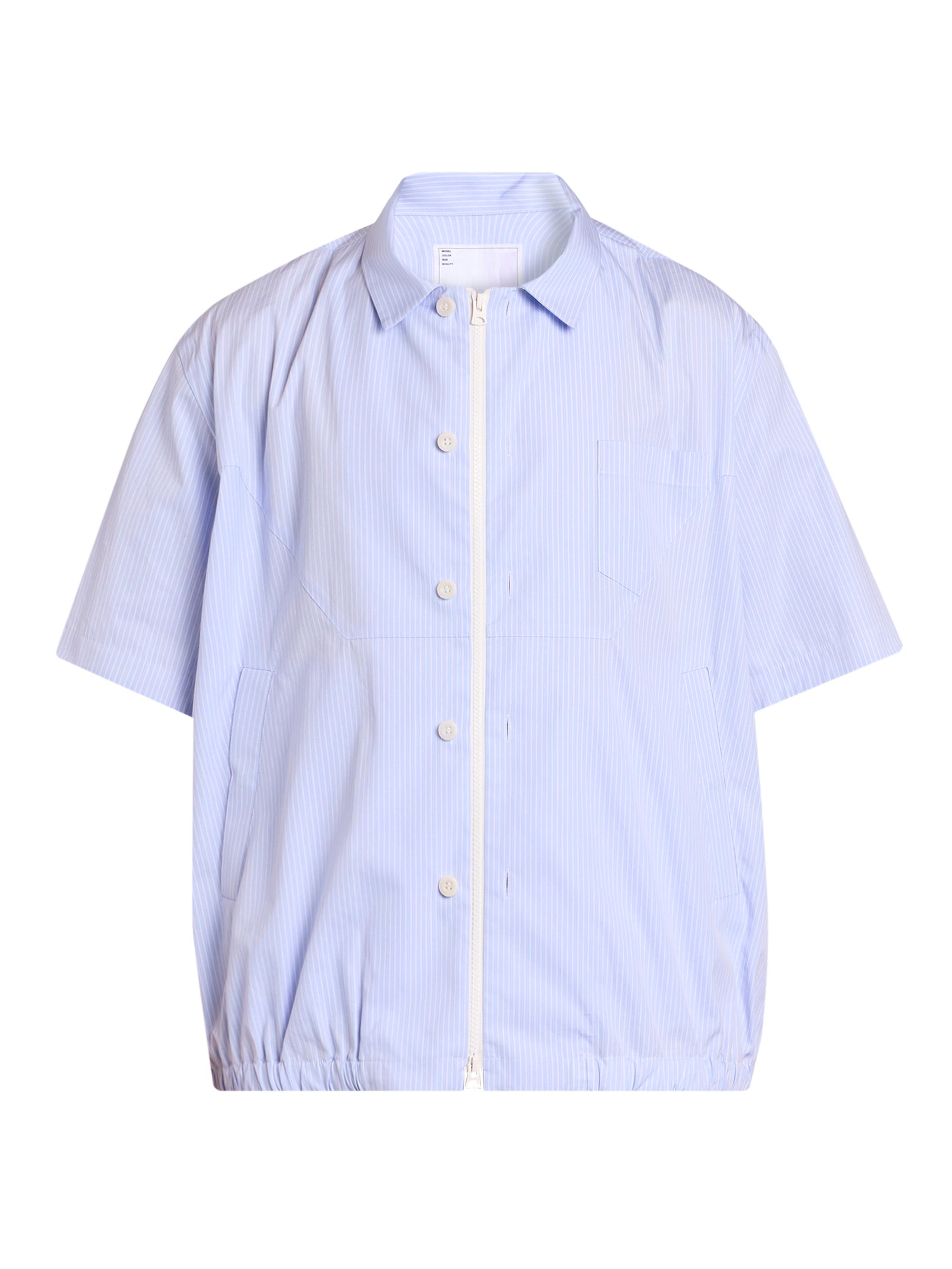Sacai Men's Striped Cotton Poplin Zip-Front Shirt - Light Blue Stripe