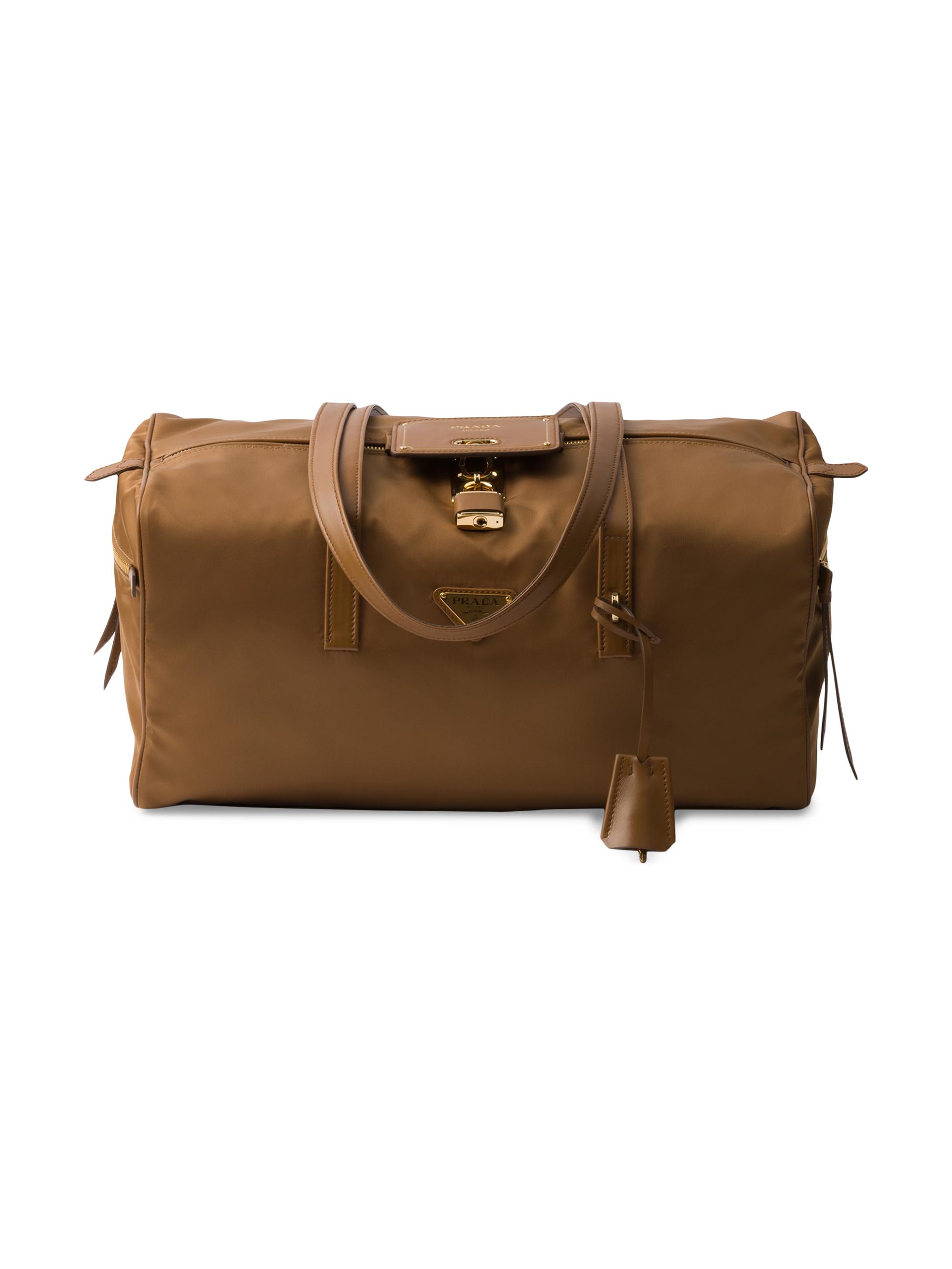 Prada Women's  Re-Nylon Top Handle Bag with Lock - Brown