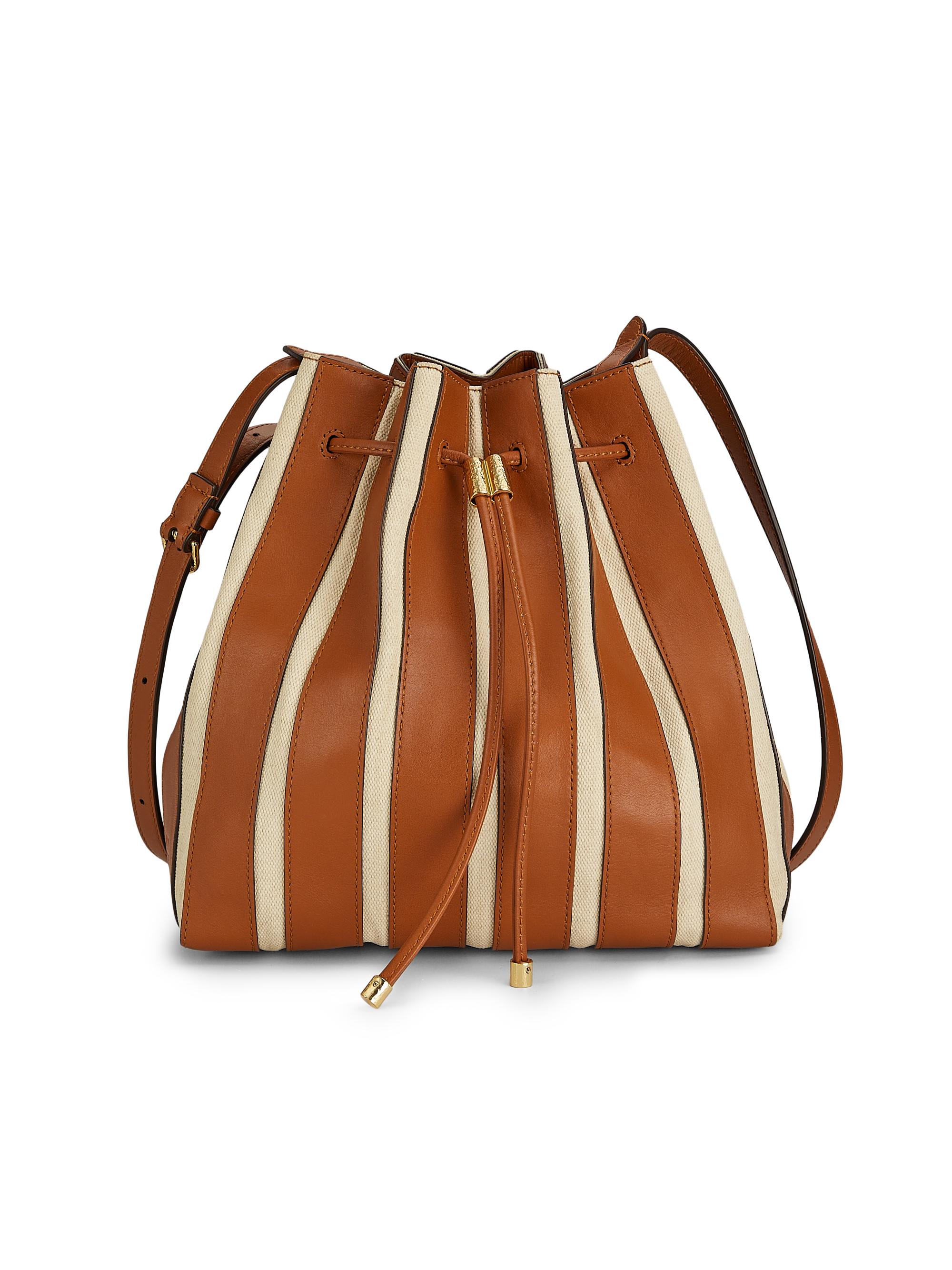 Ulla Johnson Women's The Alma Everyday Striped Leather-Canvas Bucket Crossbody Bag - Sierra Stripe