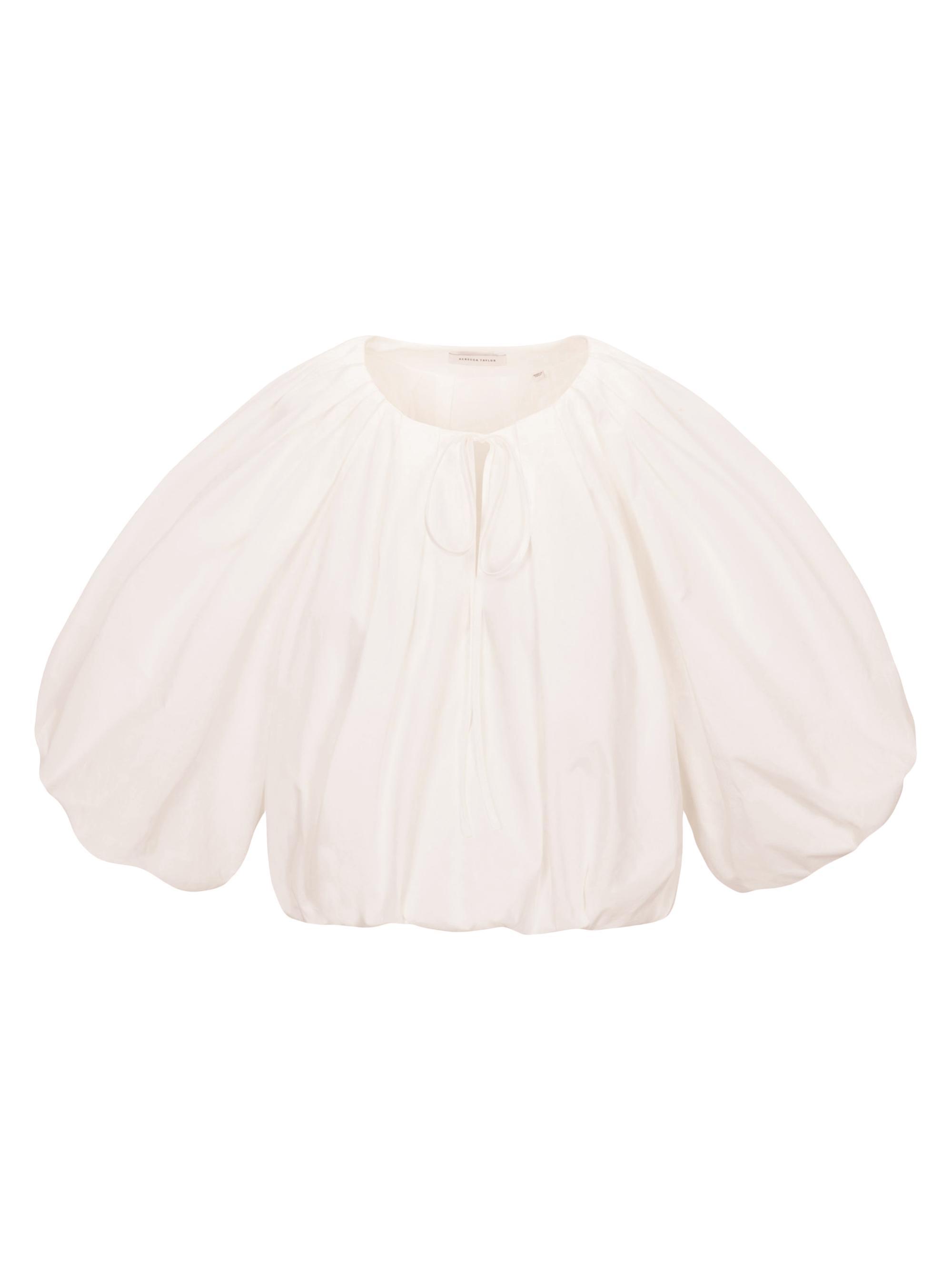 Rebecca Taylor Women's Poplin Bubble Top - Milk