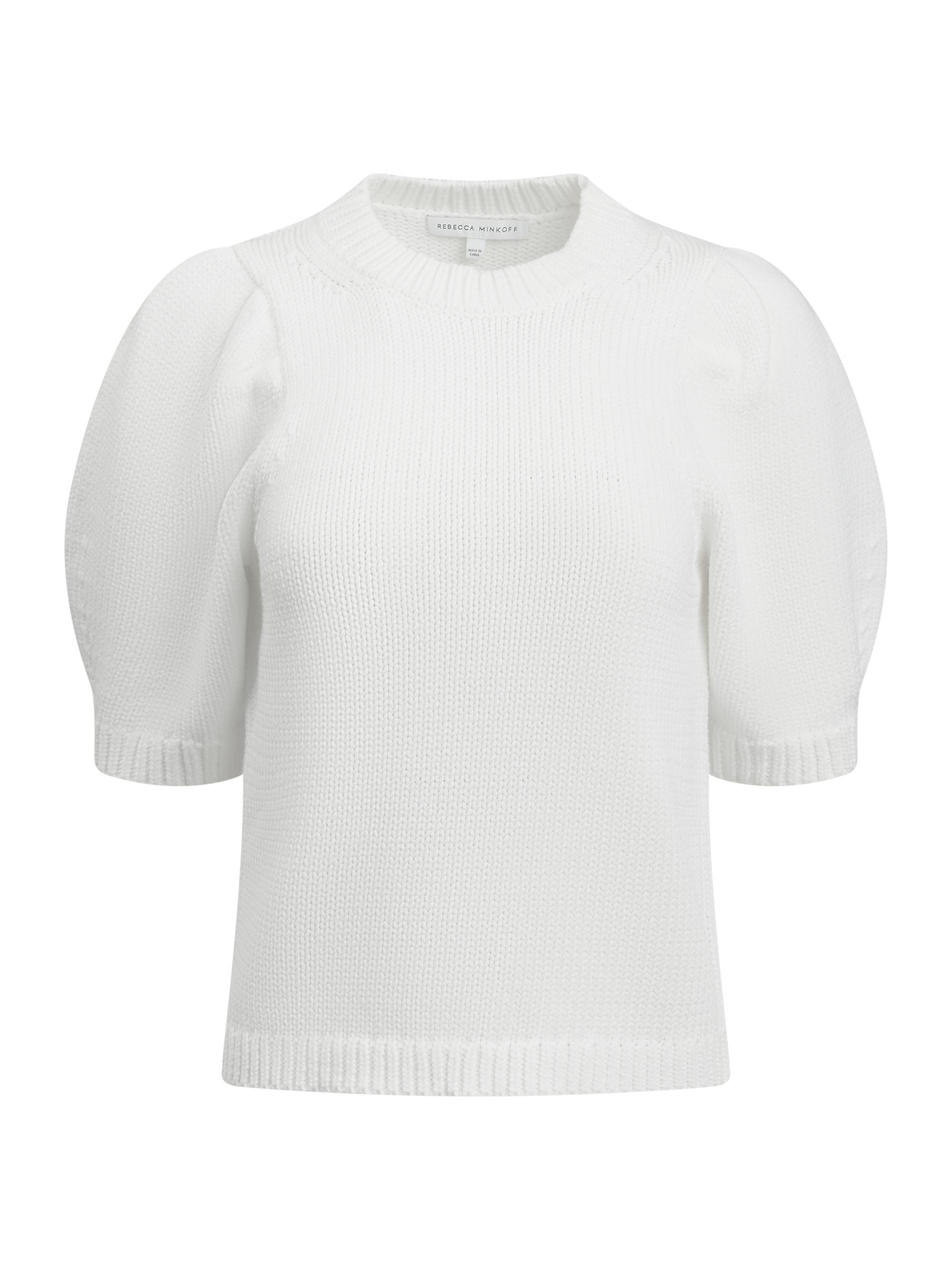Rebecca Minkoff Women's Celeste Cotton-Blend Puff Sleeve Sweater - Bright White