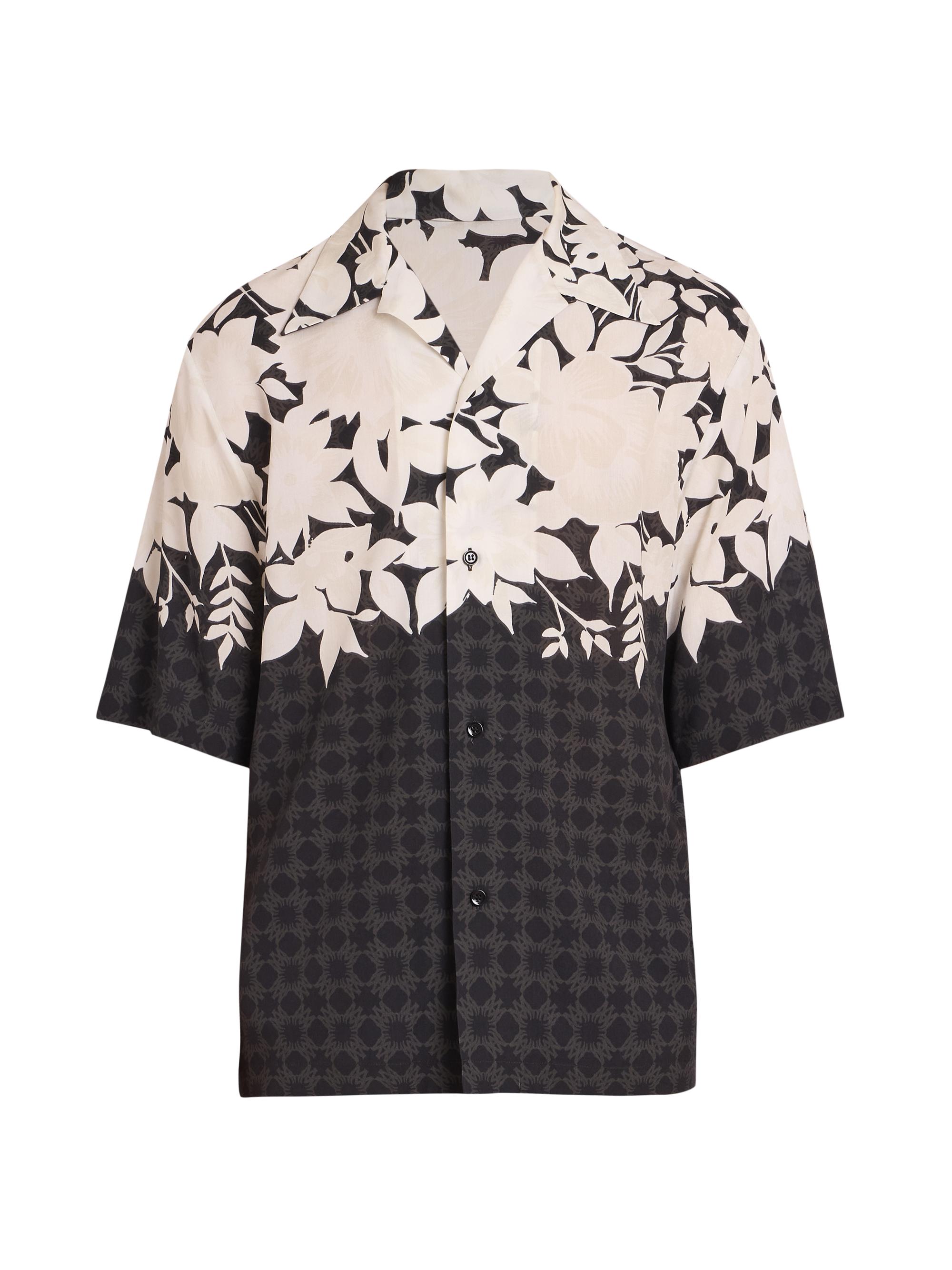 AMIRI 幾何学模様 半袖シャツ サイズ48 Amiri Paisley and Logo-intarsia Cotton Shirt Black Amiri