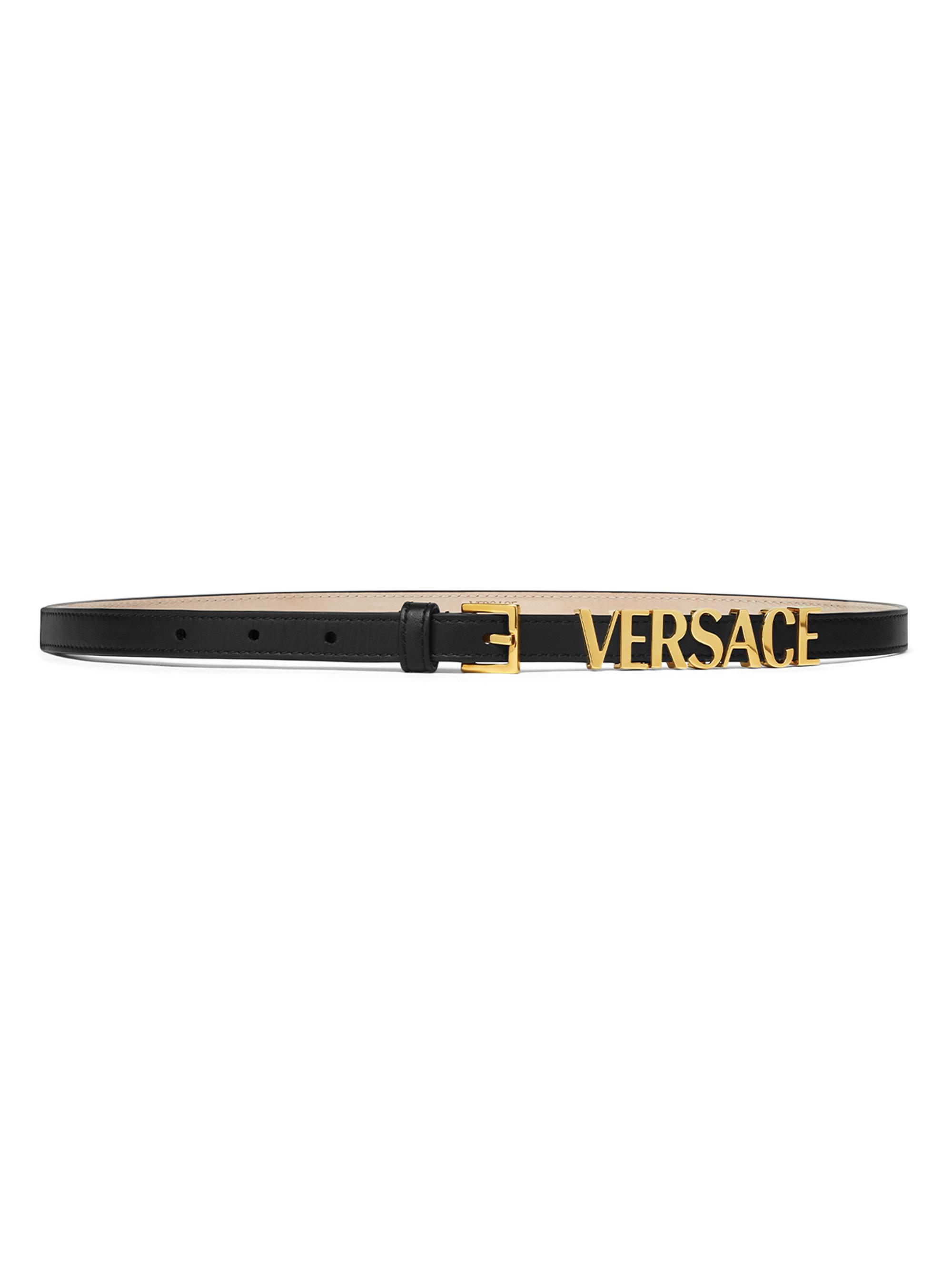 Versace Women's Logo Leather 15MM Belt - Black  Gold | Thumbnail 3