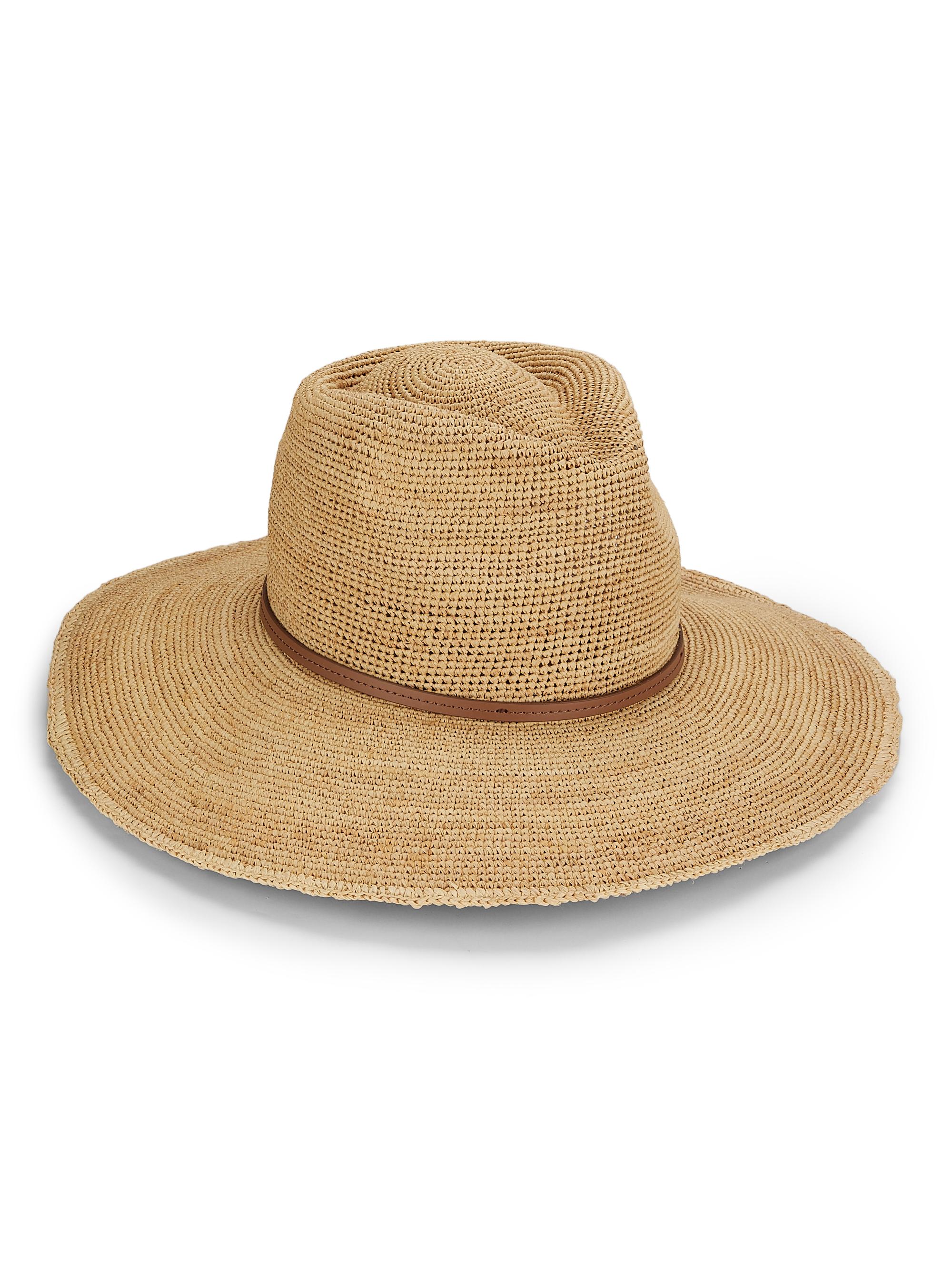 rag & bone Women's Faux-Leather-Trim Raffia Cowboy Hat - Natural