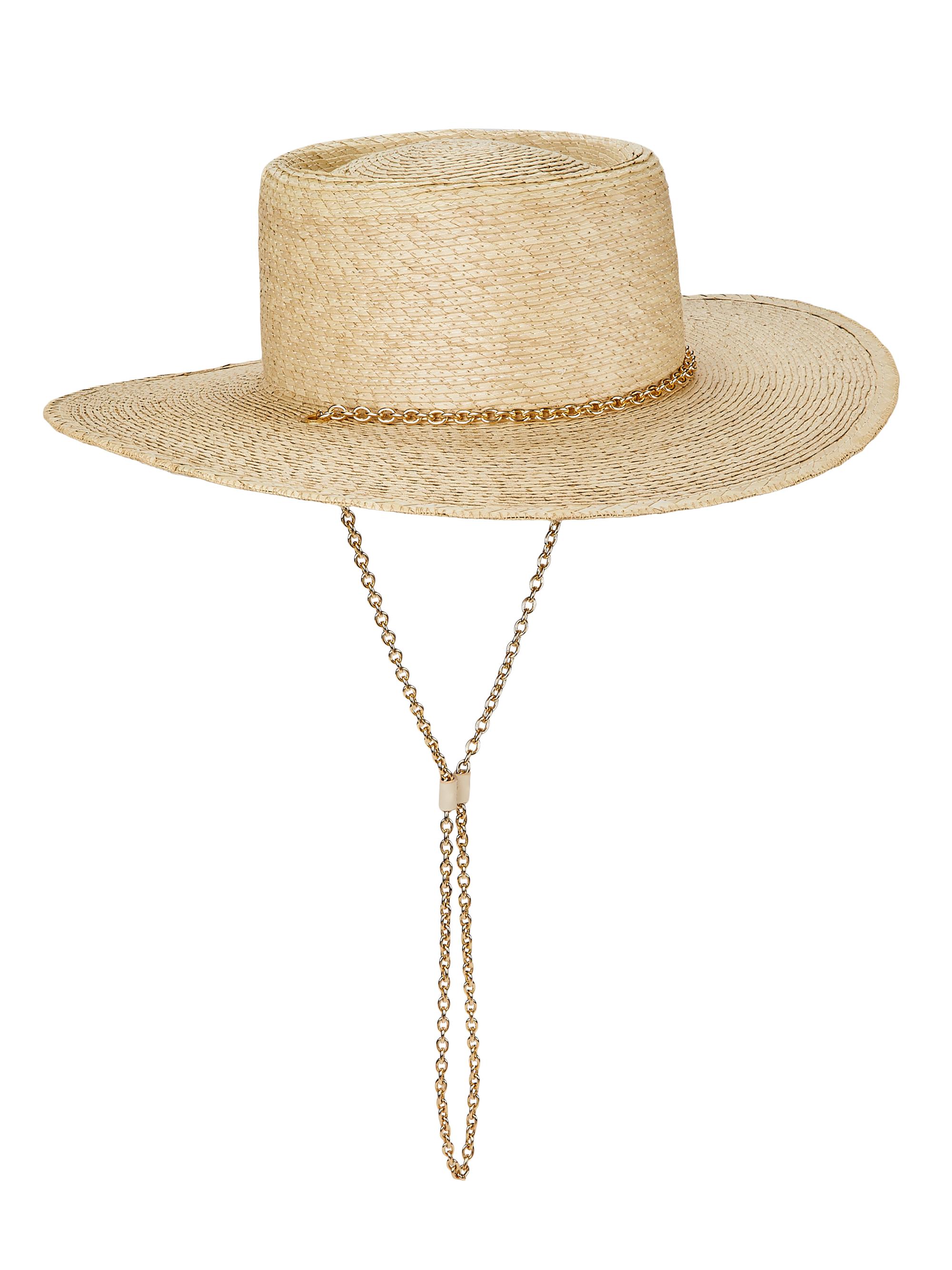 rag & bone Women's Jacque Chain-Link Straw Boater Hat - Light Natural