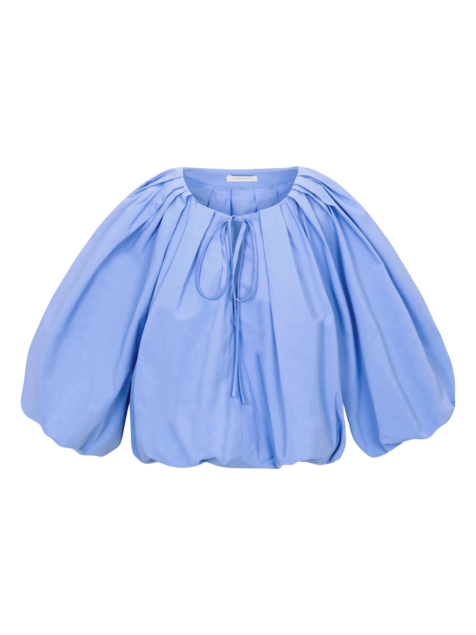 Rebecca Taylor Women's Yara Cotton Bubble Top - Bluebell