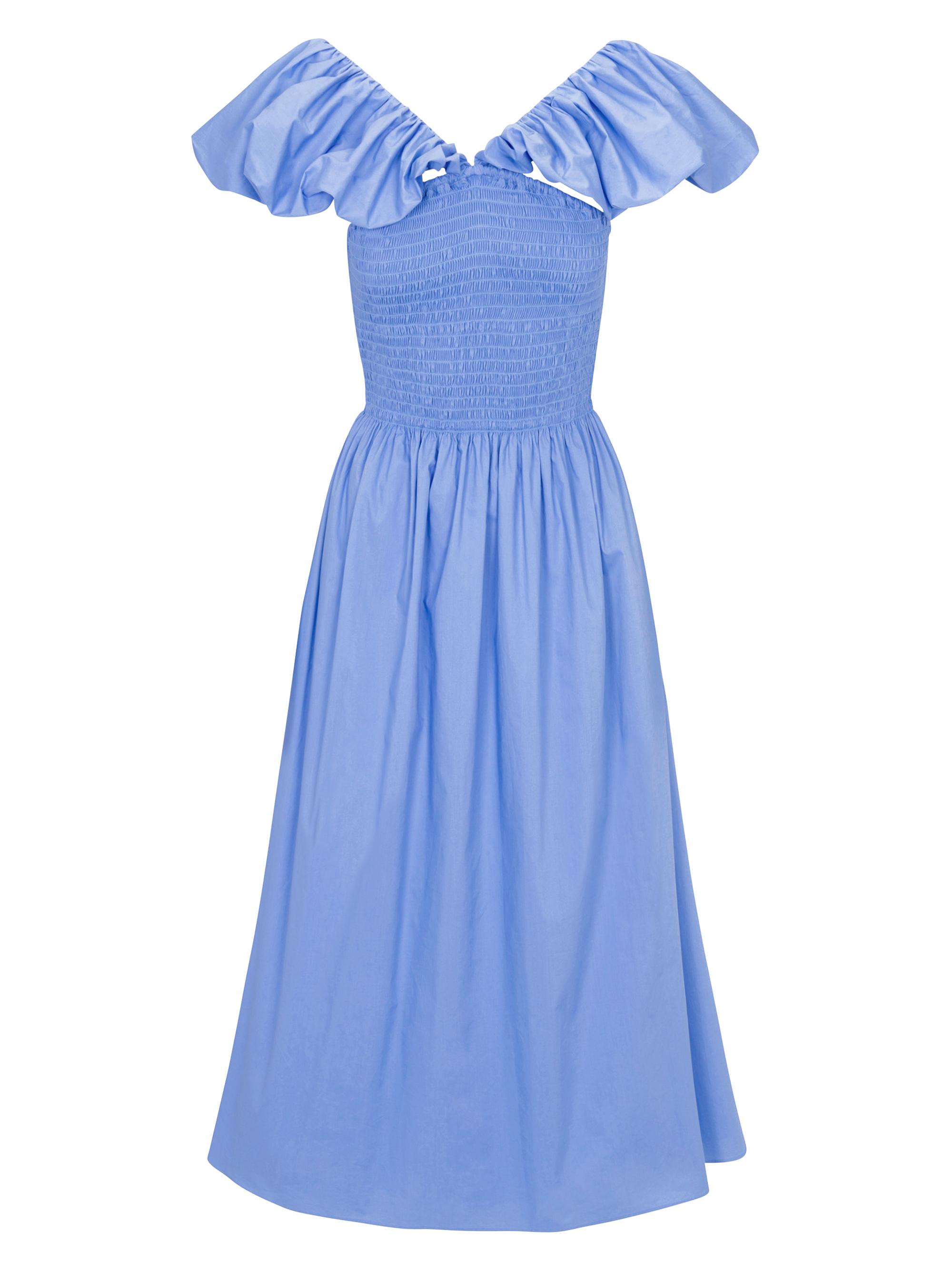 Rebecca Taylor Women's Yara Cotton Shirred A-Line Midi-Dress - Bluebell