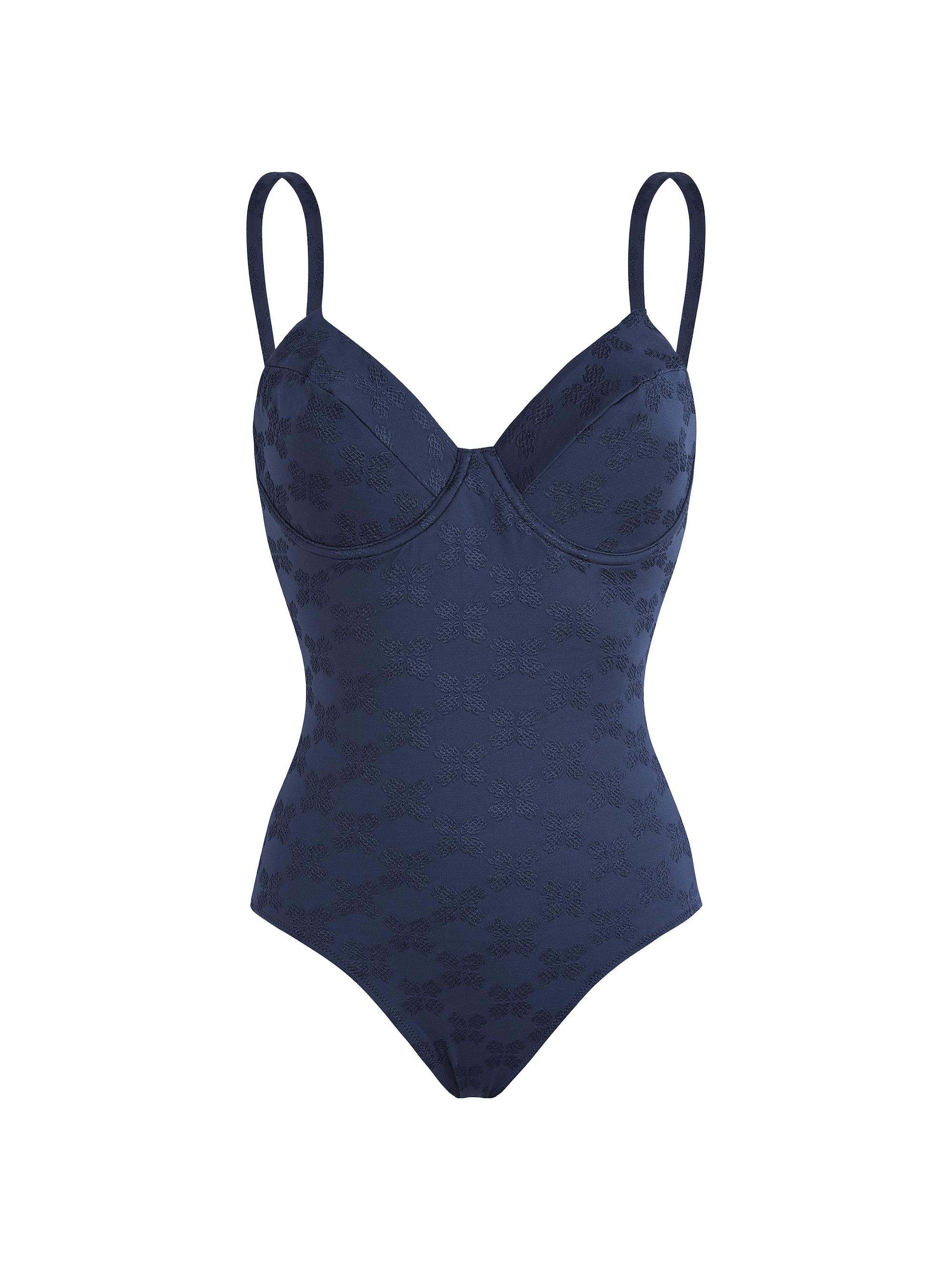 Vilebrequin Women's Turtle Monogram Jacquard One-Piece Swimsuit - Blue Marine Navy