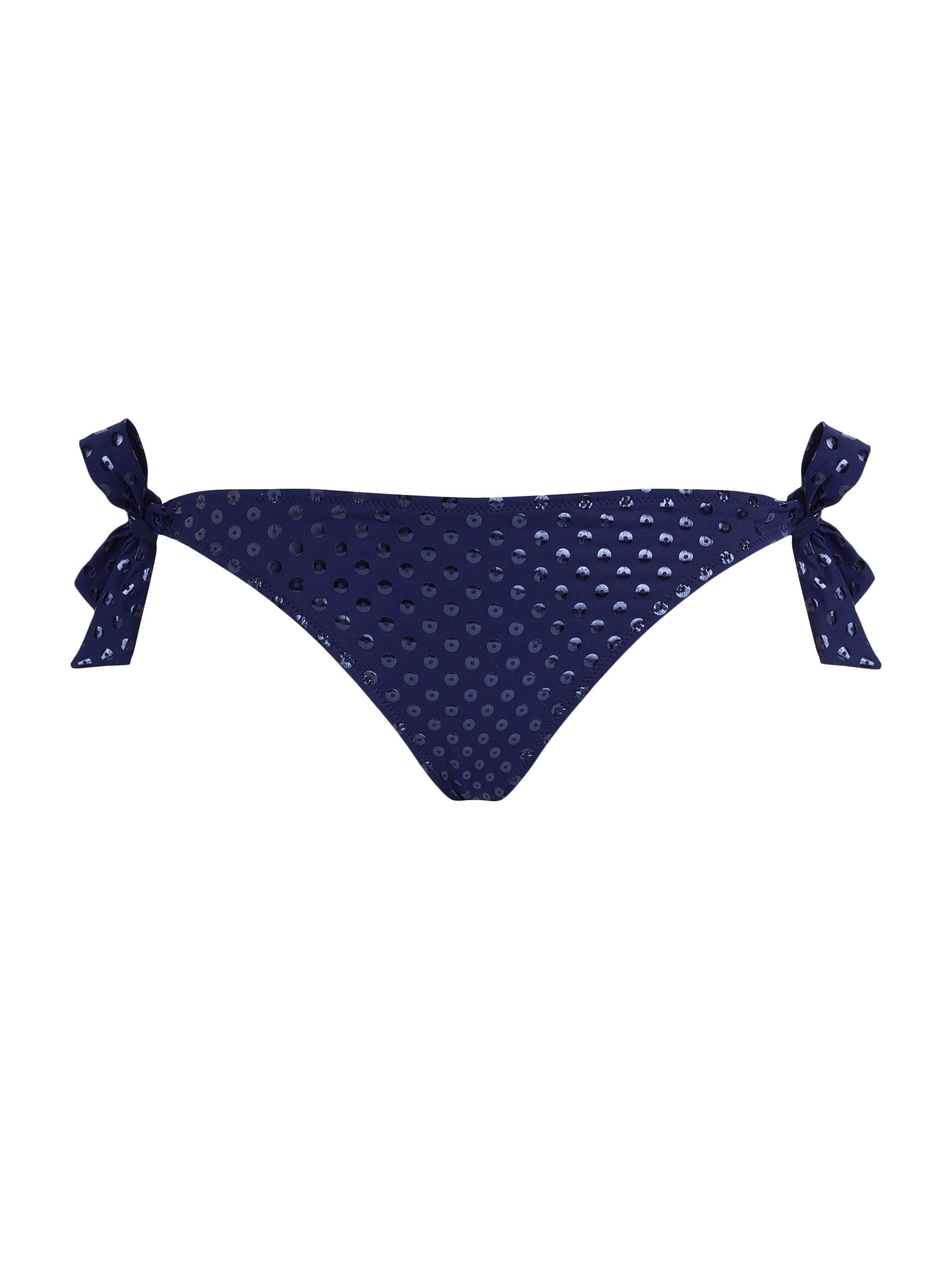 Vilebrequin Women's Flamme Relief Glitter Stretch Jersey Side-Tie Bikini Bottom - Blue Marine Navy