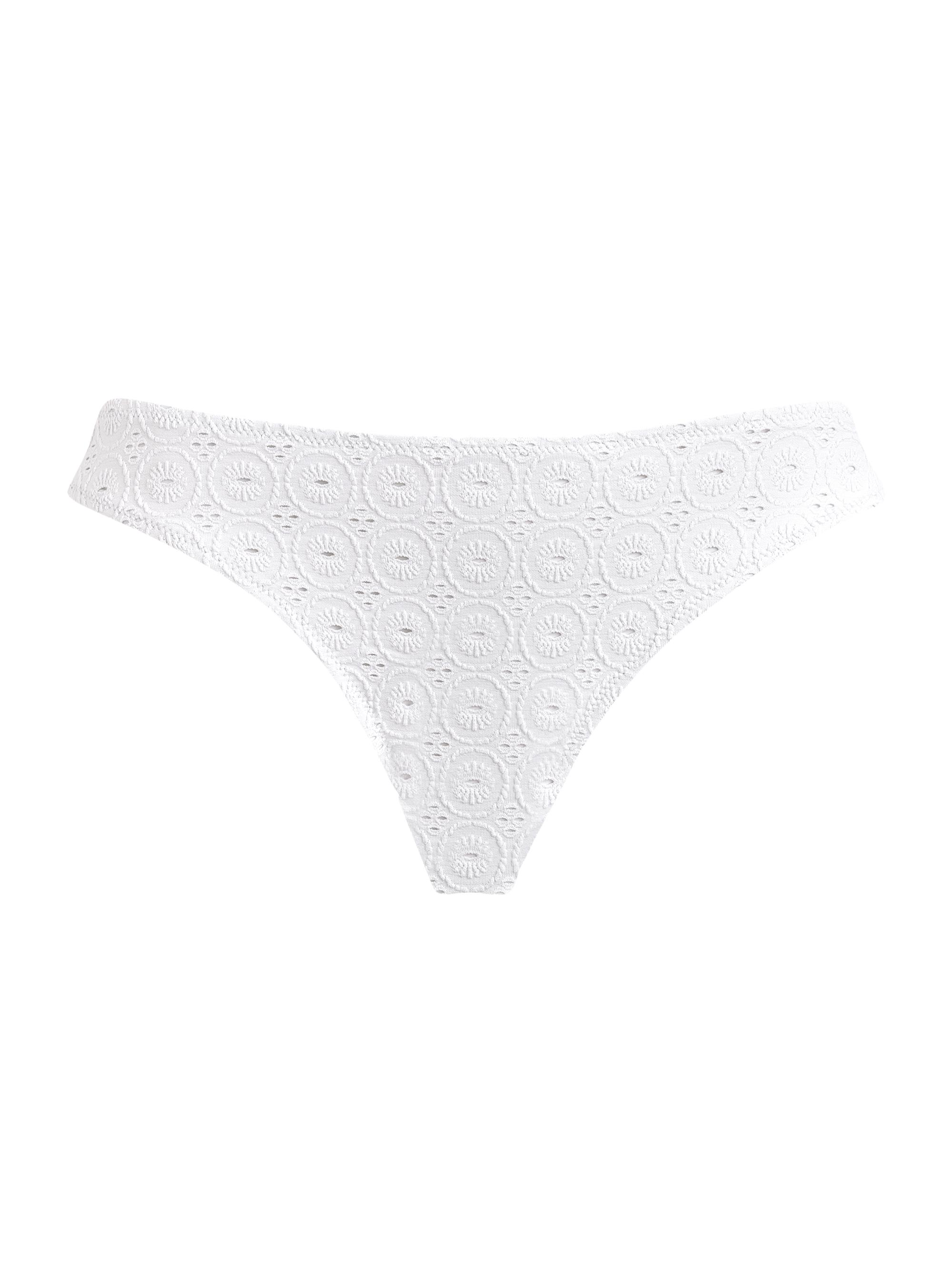 Vilebrequin Women's Broderie Anglaise Medium Coverage Bikini Bottom - Blanc White