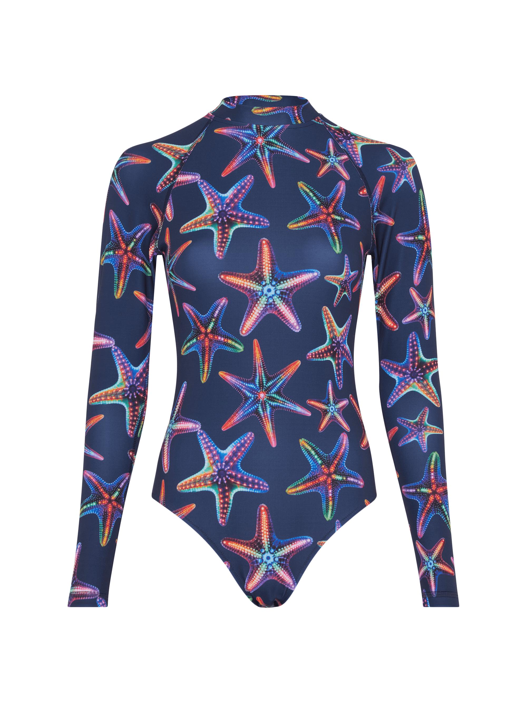 Vilebrequin Women's Disco Stars Mock Turtleneck One-Piece Rashguard - Blue Marine Navy