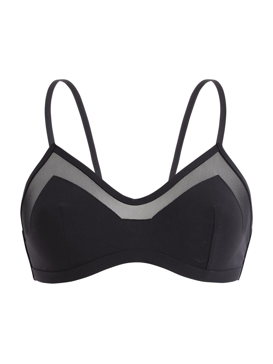 Vilebrequin Women's Stretch Jersey Sheer-trim Full Coverage Bikini Top In Noir Black