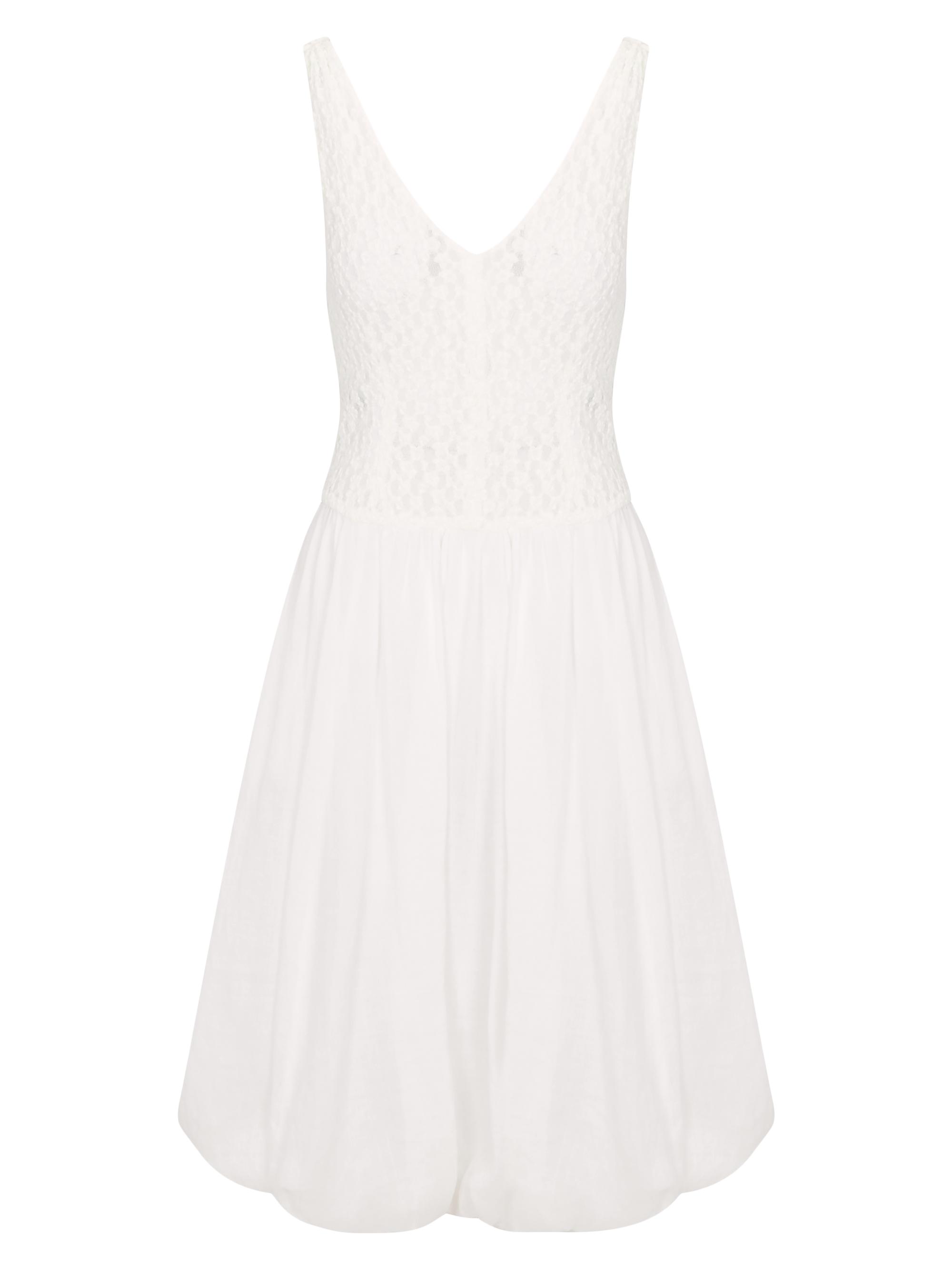 Rebecca Taylor Women's Fiona Lace Mixed-Media Midi-Dress - White