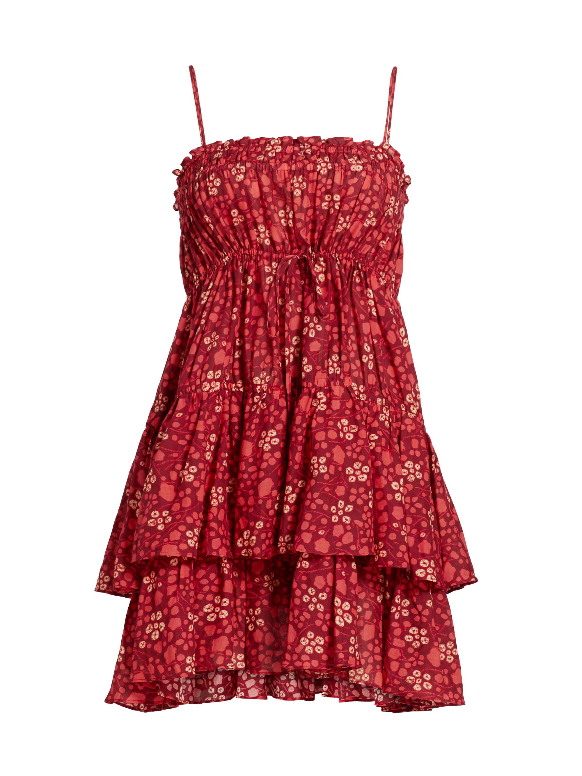 Ulla Johnson Women's Kalila Abstract Drawstring Empire Waist Cover-Up - Coral