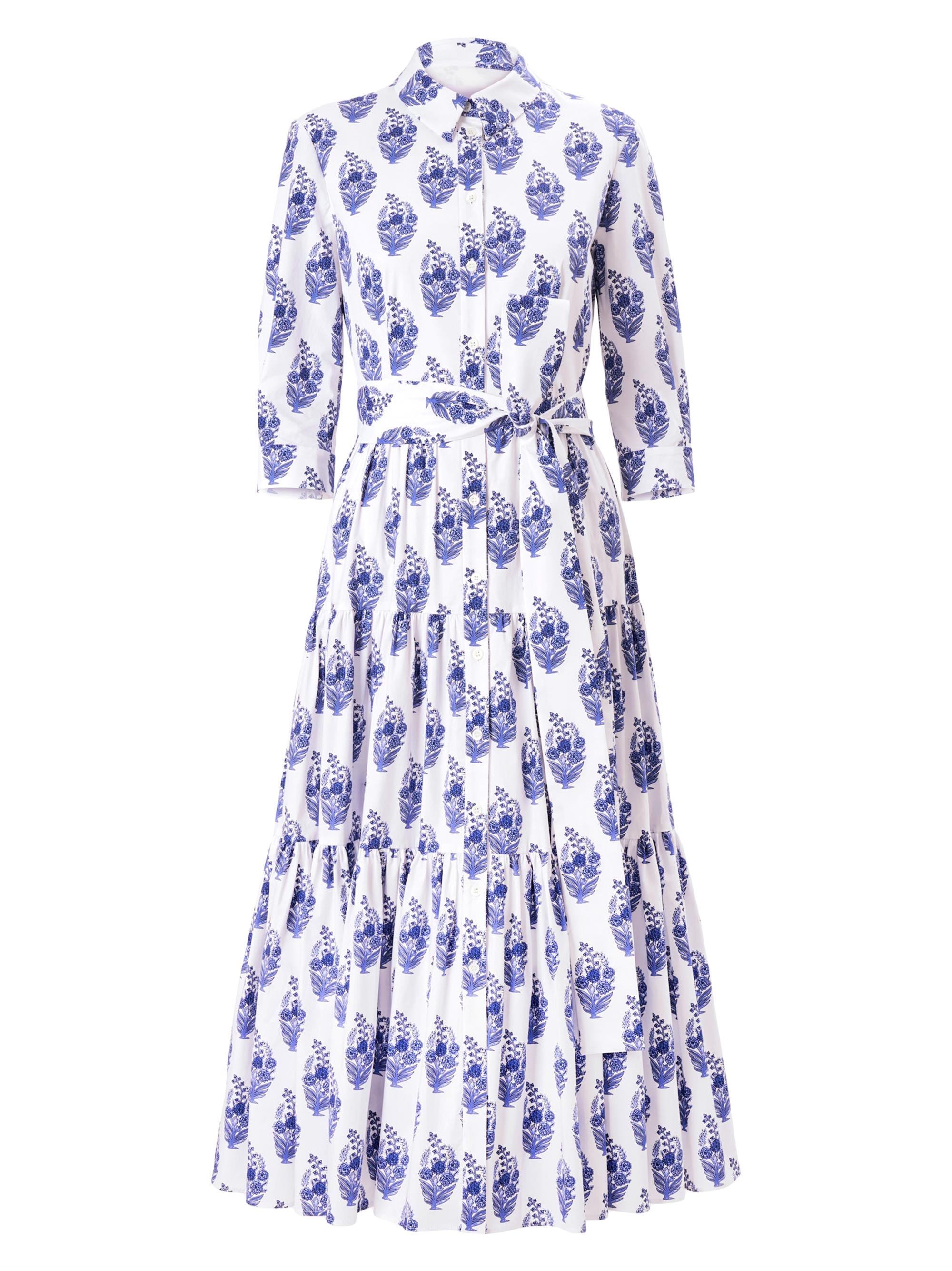 Carolina Herrera Women's Cabana Cotton Tiered Shirtdress - White Multi