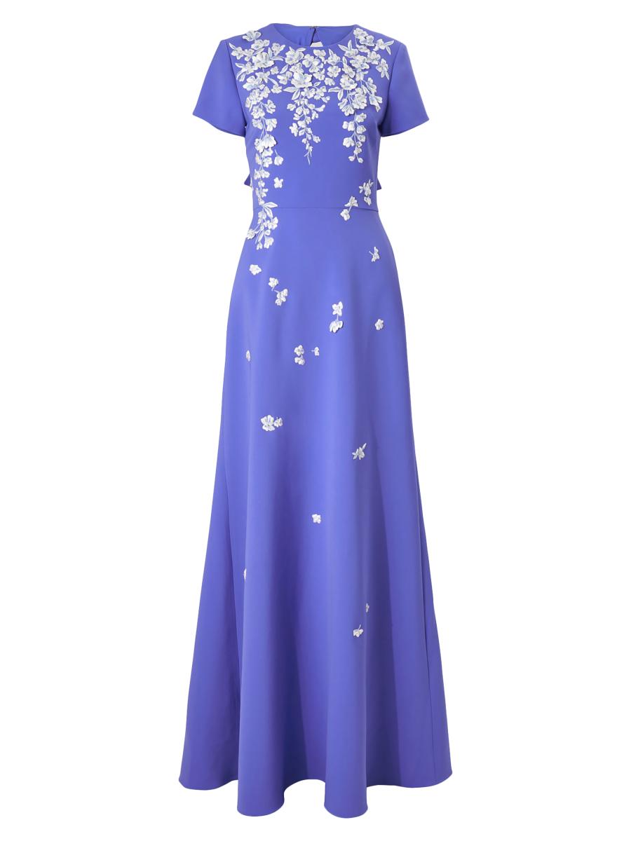 Carolina Herrera Cabana Floral-Embroidered Bow Gown | Saks