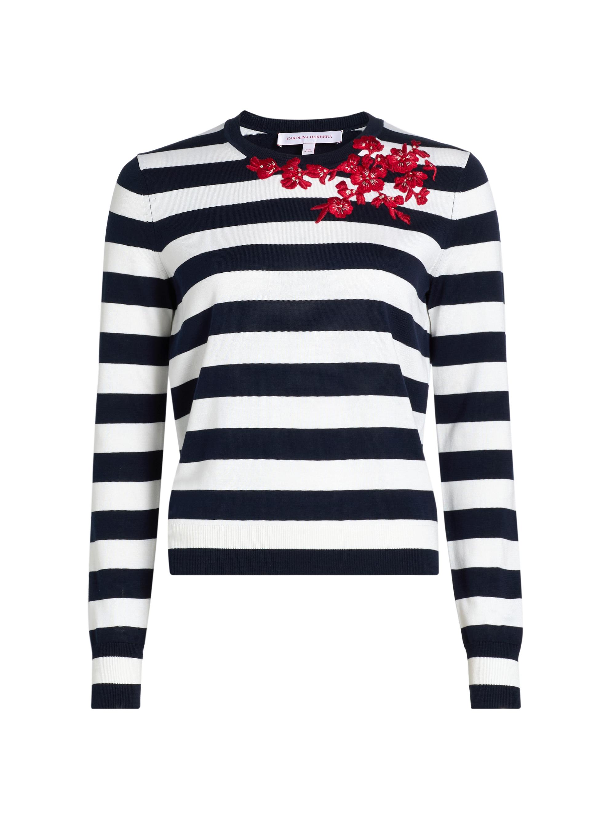 Carolina Herrera Women's Embroidered Striped Sweater -  Multi