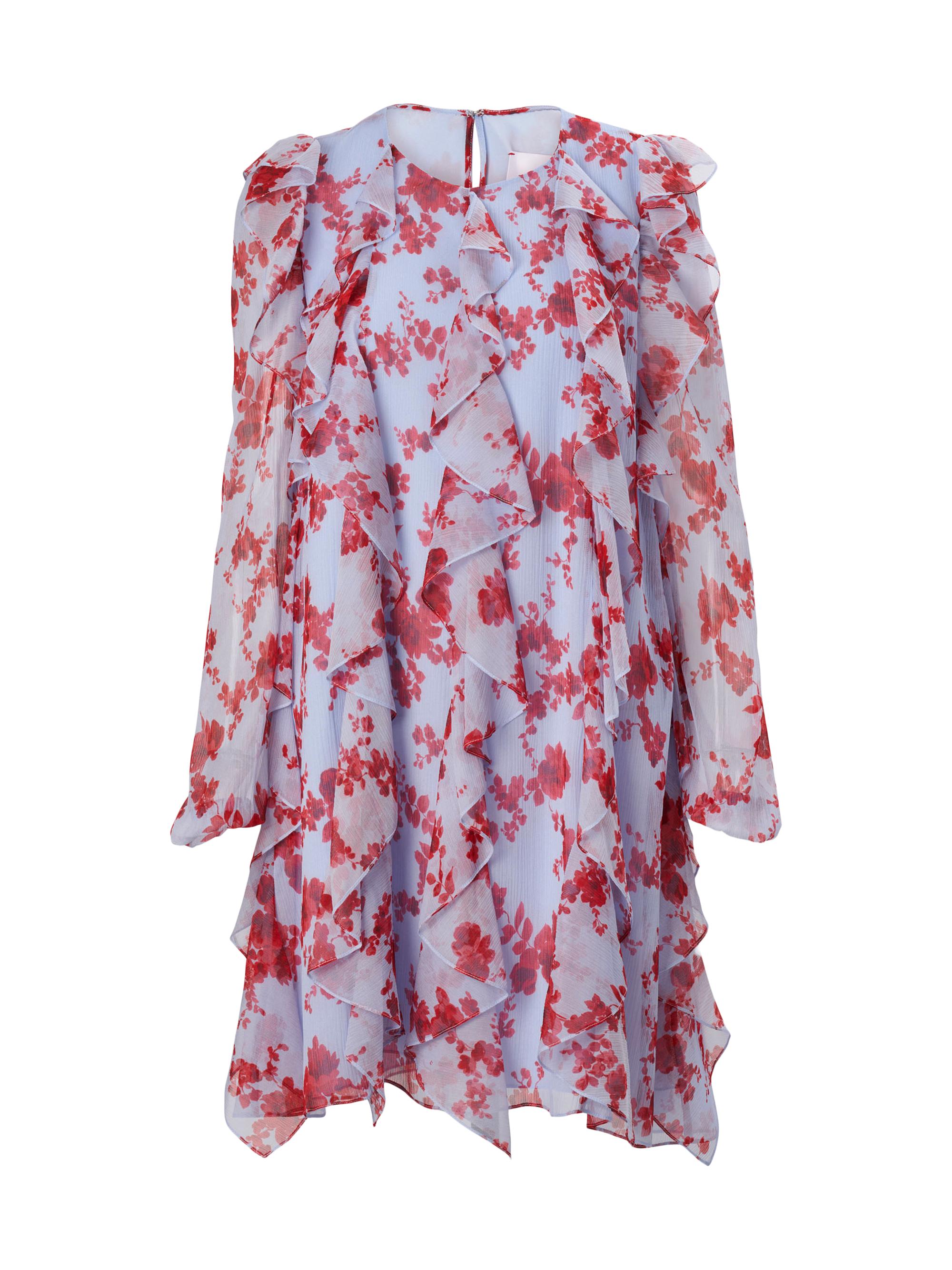 Carolina Herrera Women's Cabana Ruffled Floral Silk Minidress - Celeste Multi