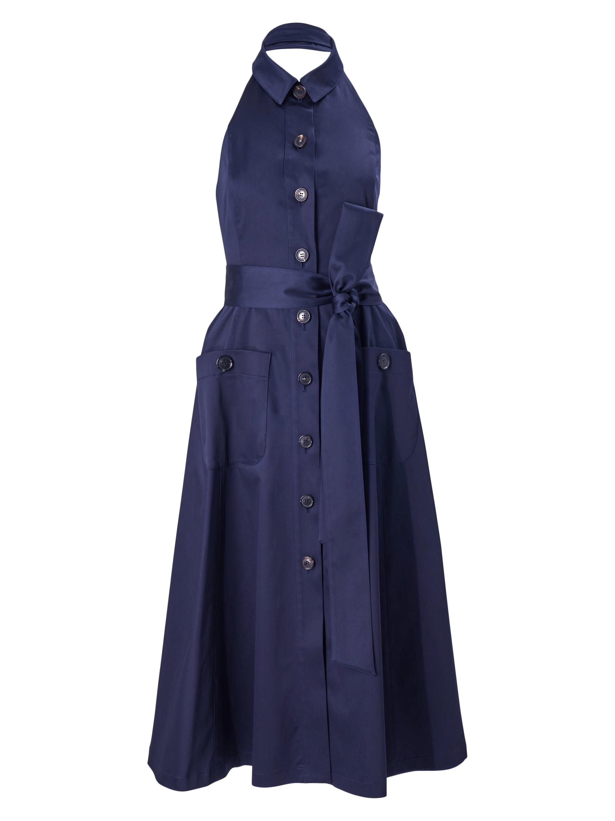 Carolina Herrera Women's Cabana Button-Front Halterneck Midi-Dress - Midnight