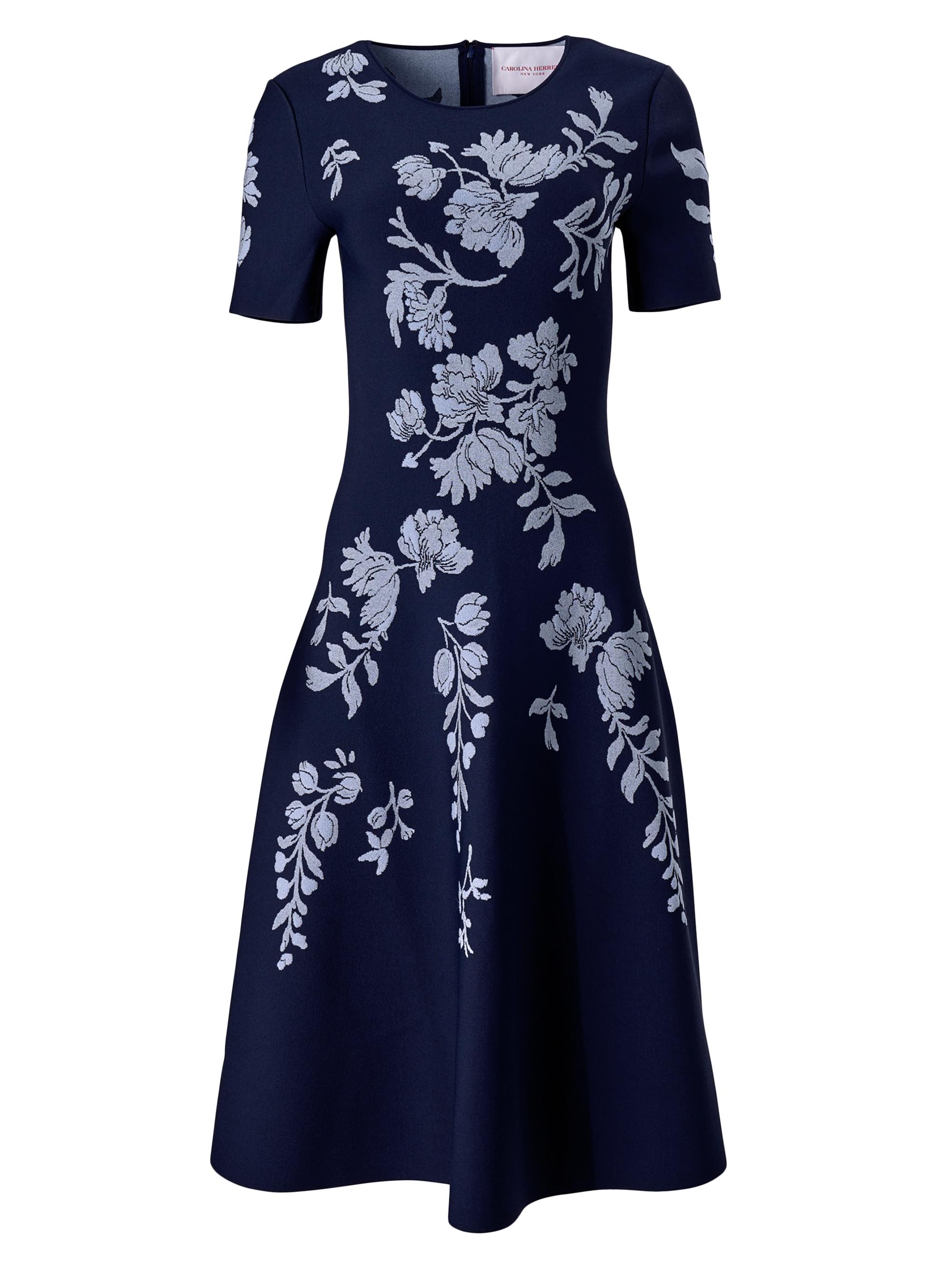 Carolina Herrera Women's Cabana Floral Short-Sleeve Fit & Flare Dress - Midnight Multi