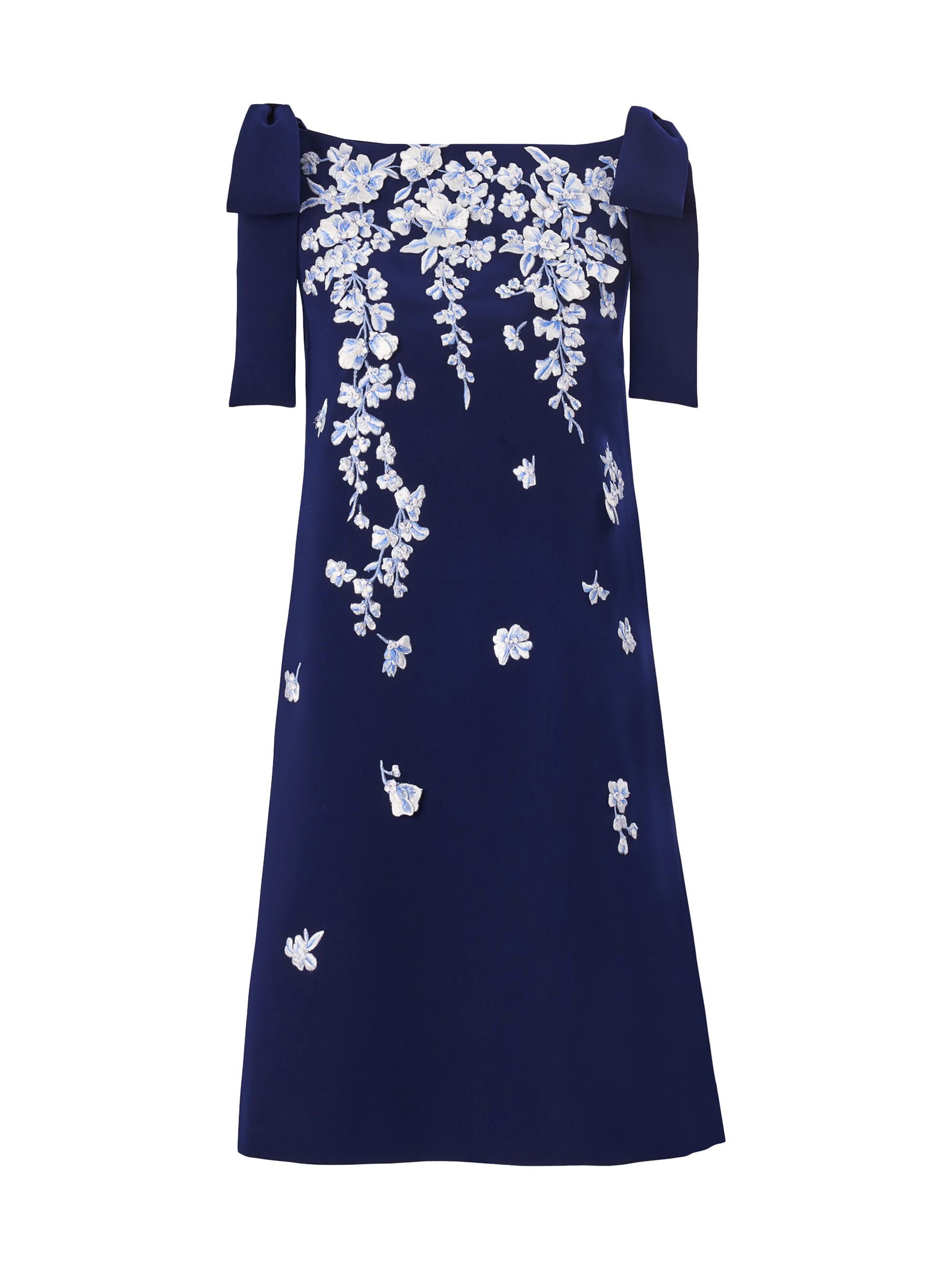 Carolina Herrera Women's Cabana Floral Embroidered Bow Shift Dress - Midnight Multi