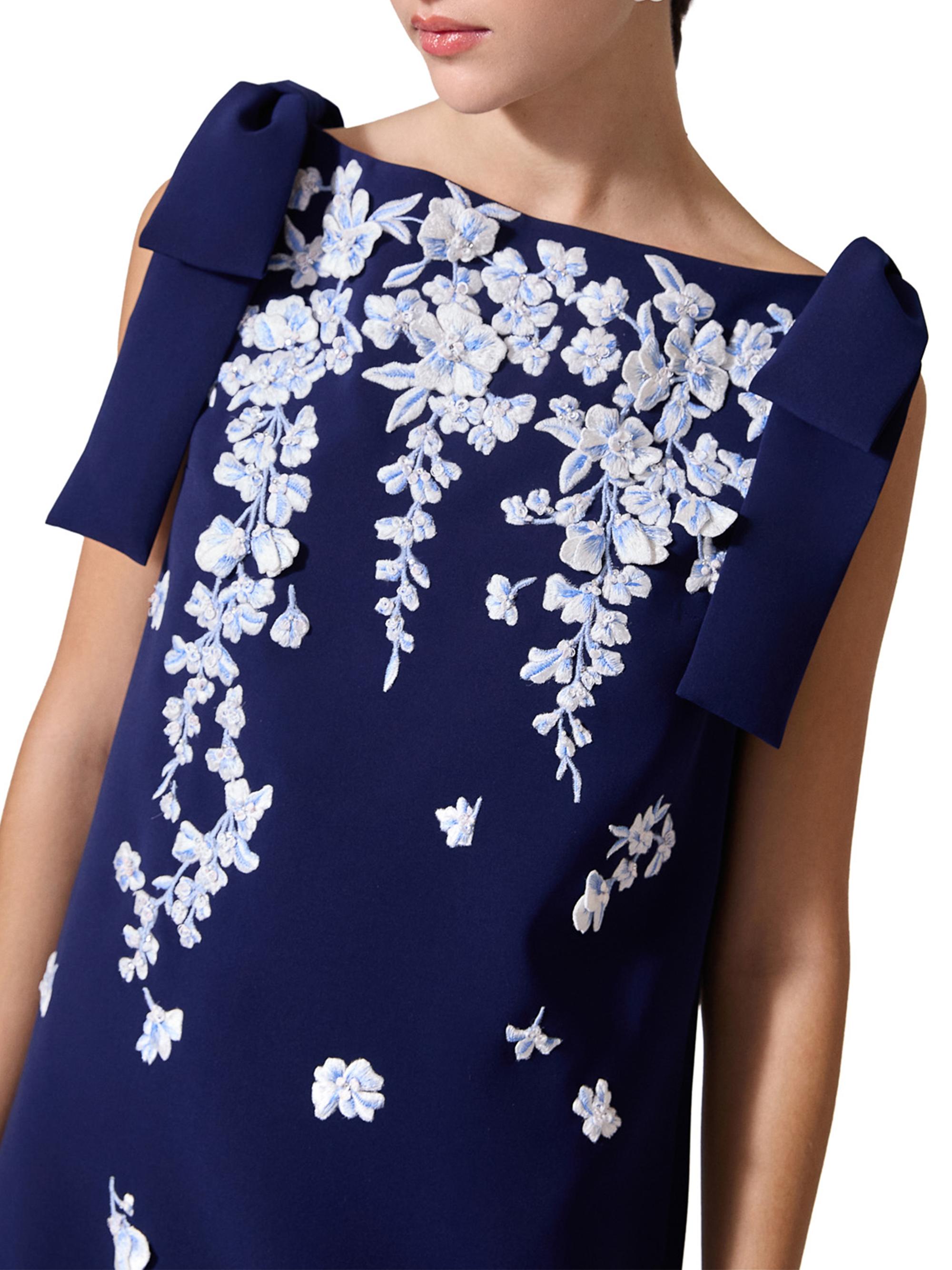 sachin and babi light blue dress CAROLINA HERRERA One-shoulder gathered floral-print silk-chiffon midi dress