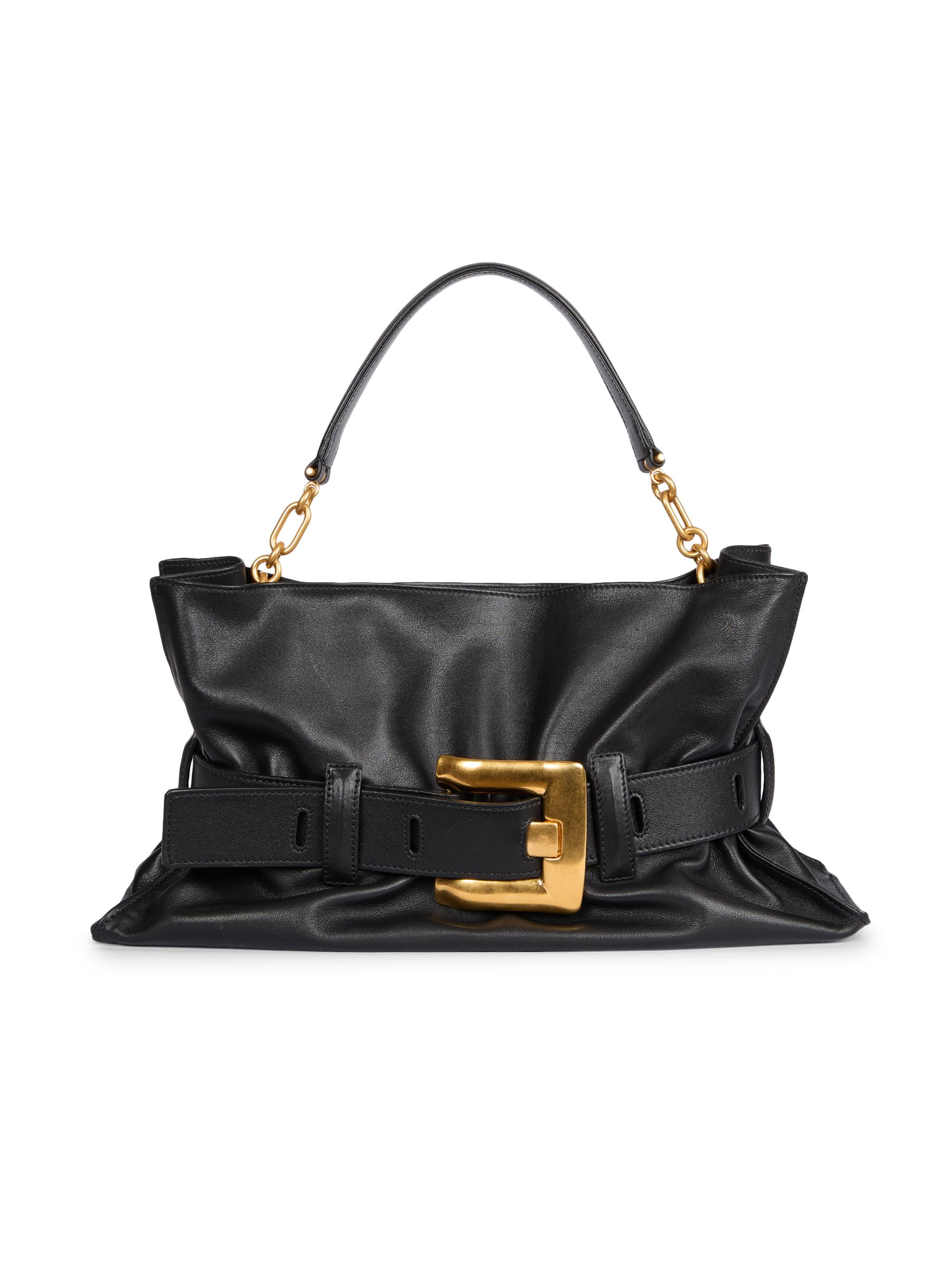 Balmain Women's Anthem Leather Shoulder Bag - Noir