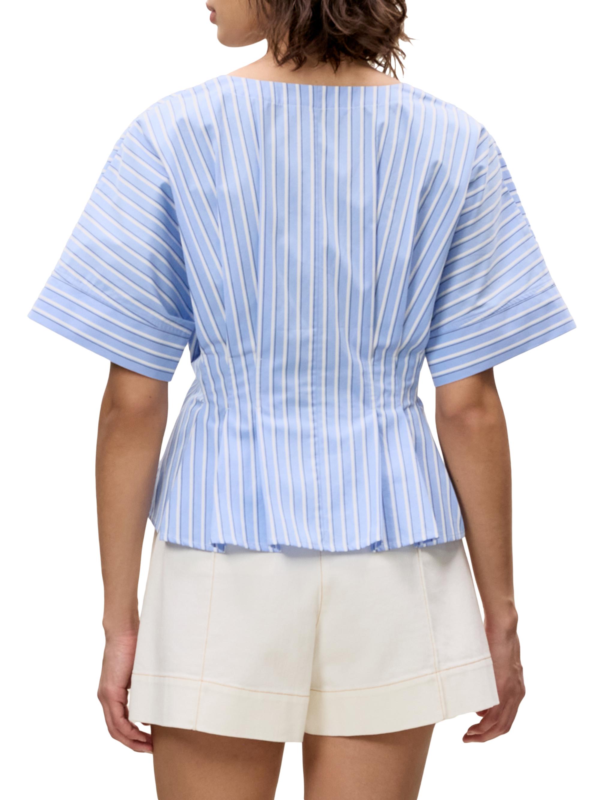Rebecca Taylor Priya Striped Poplin V-Neck Blouse | Saks Fifth Avenue