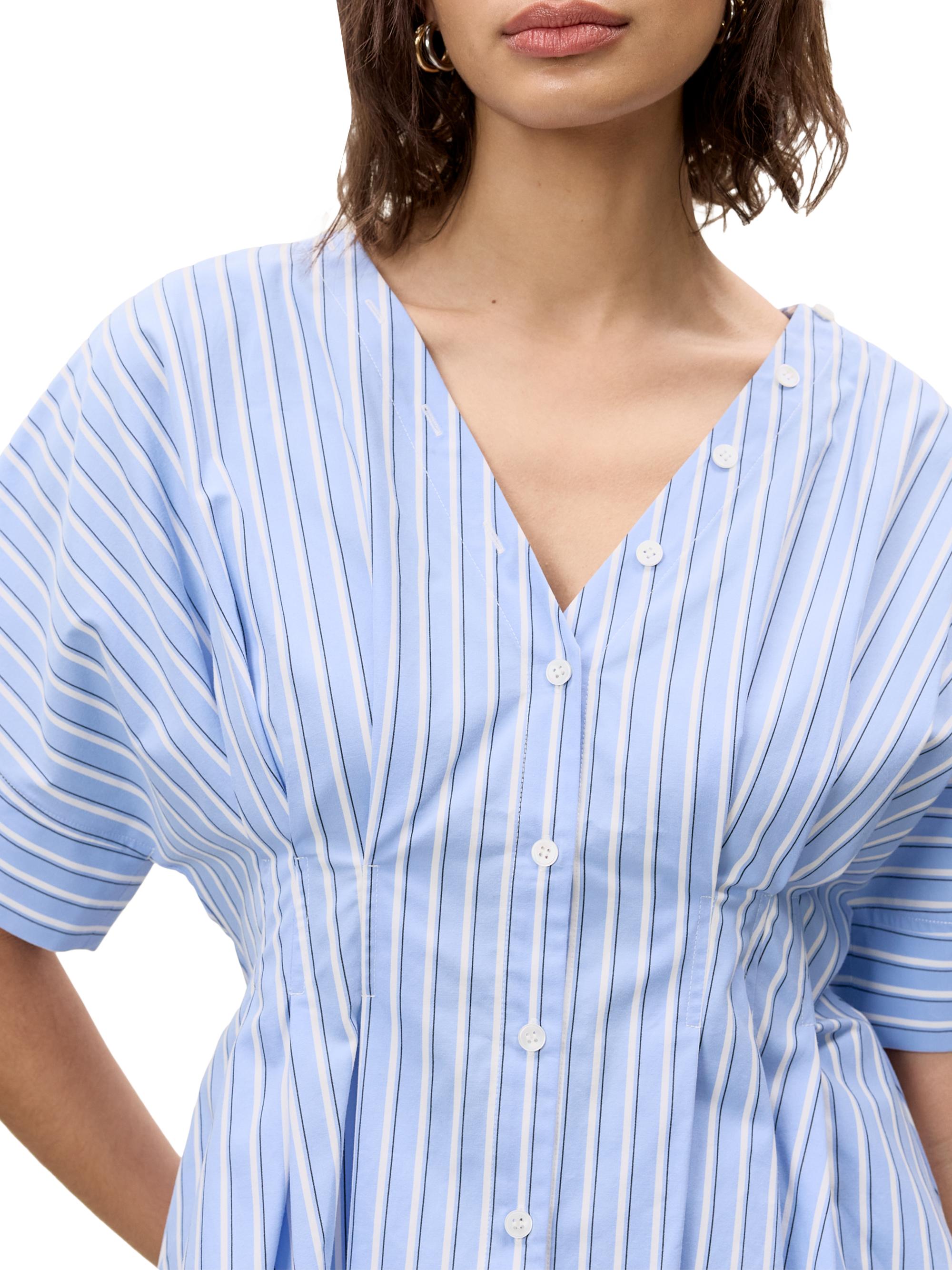 Rebecca Taylor Priya Striped Poplin V-Neck Blouse | Saks Fifth Avenue