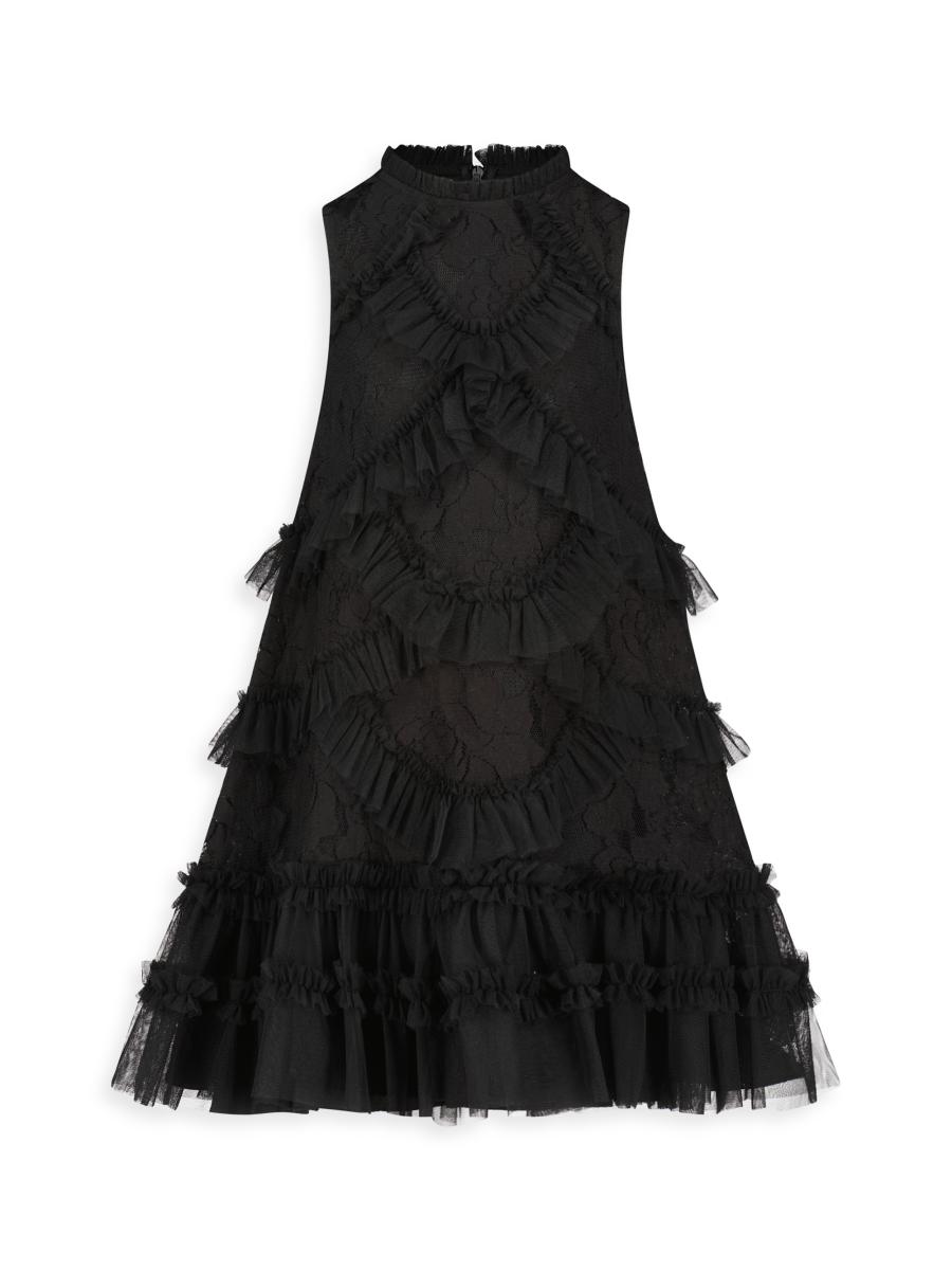 Mac Duggal Little Girl's & Girl's Sleeveless High Neck Dress In Black