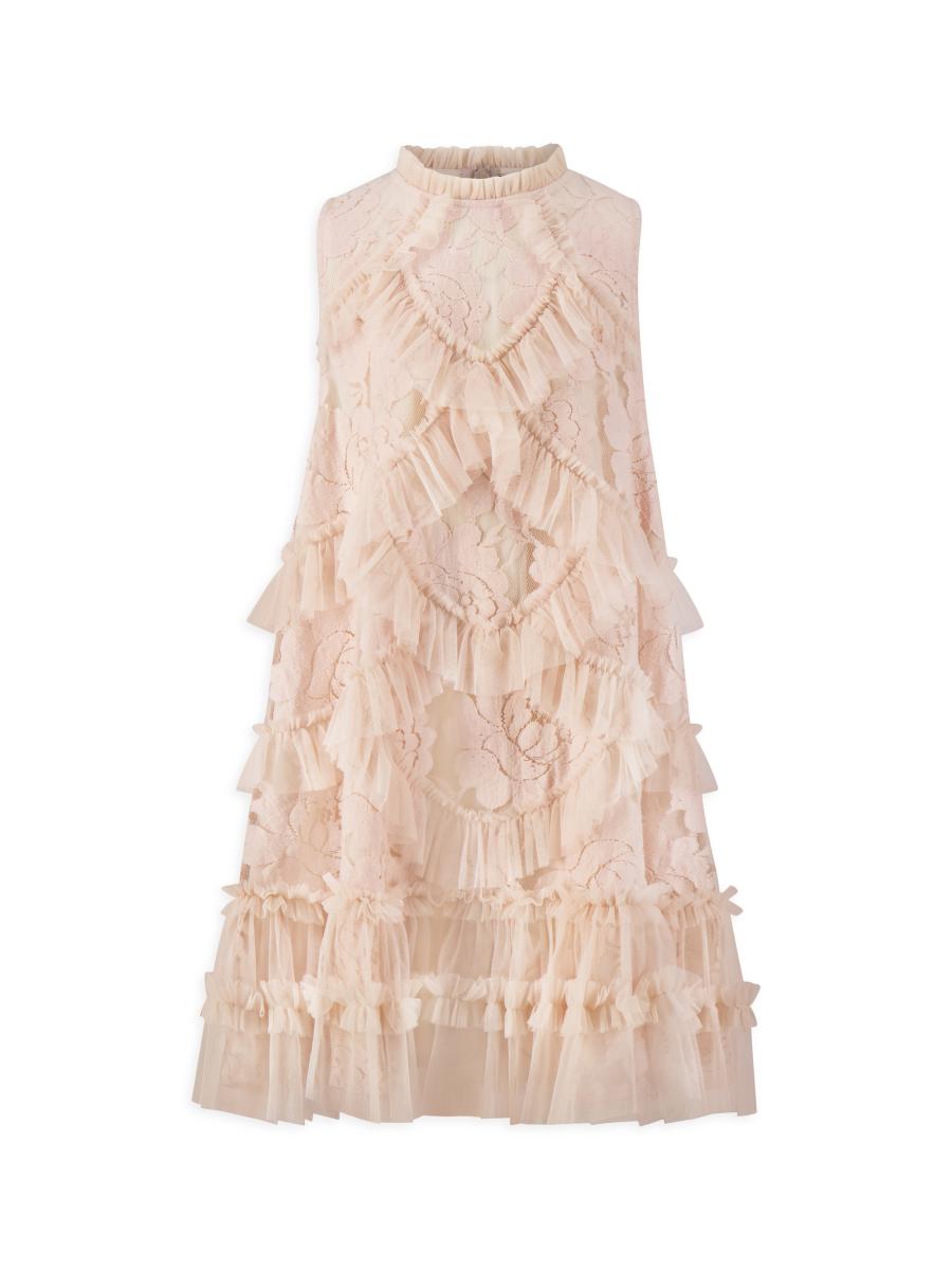 Mac Duggal Little Girl's & Girl's Sleeveless High Neck Dress In White