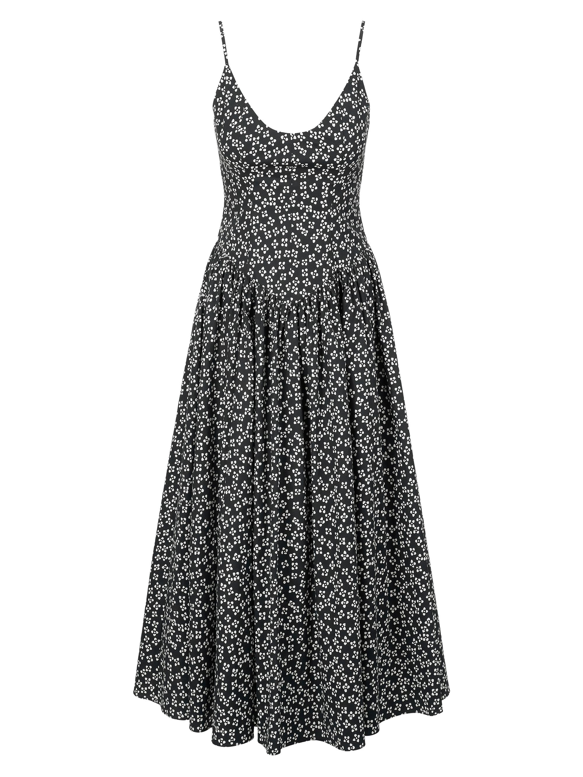 Staud Women's Dena Floral Stretch Cotton A-line Dress - Black Woodblock Floral